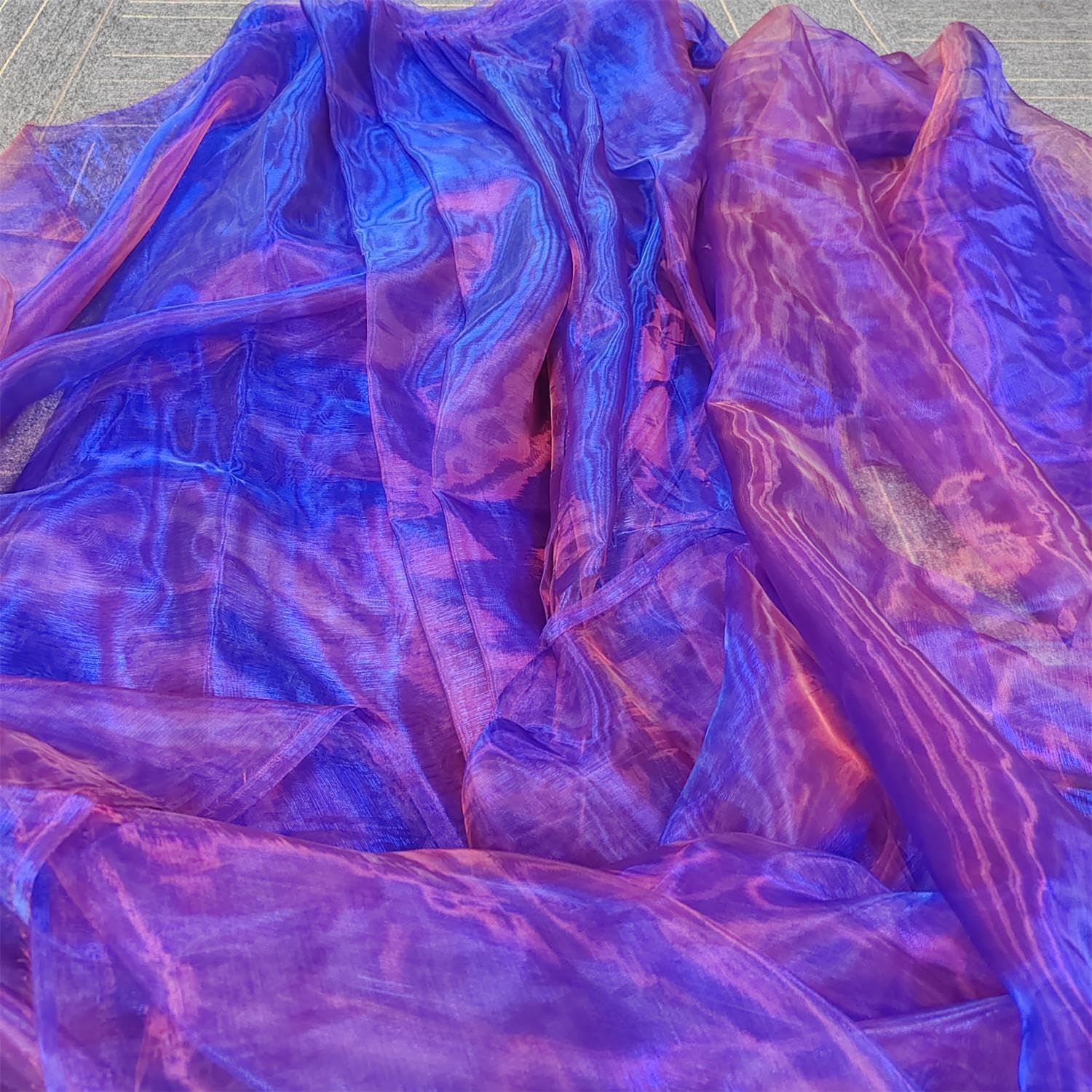 Tela de organza transparente ligera de dos tonos, gasa holográfica iridiscente, tela de tul de encaje oganza para vestido, fiesta, fondo brillante,