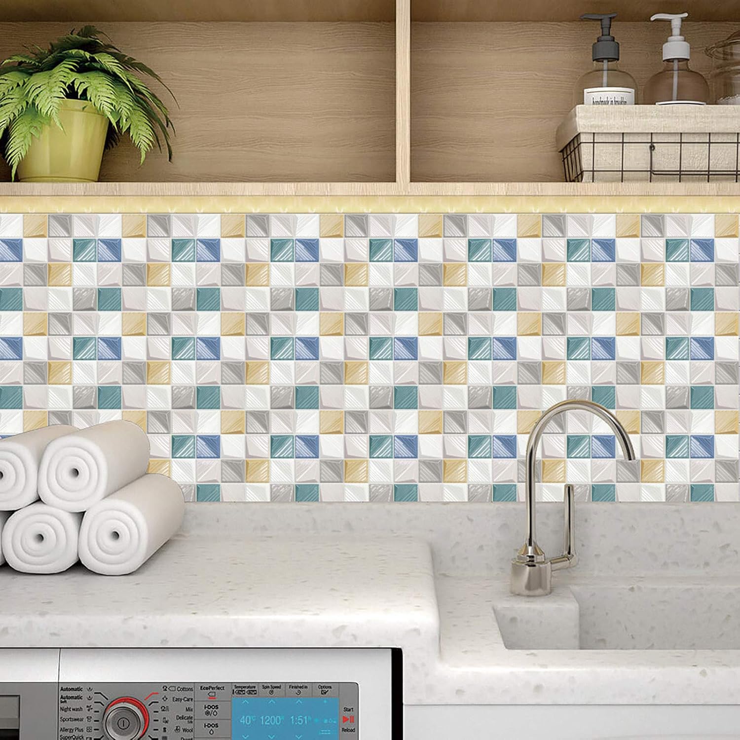 10 hojas de azulejos autoadhesivos para azulejos de cocina y baño, azulejos de pared para baño, cocina, azulejos de pared (4 x 4 pulgadas)