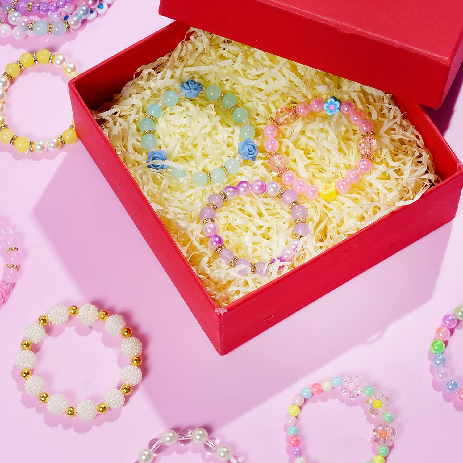 Juego de 24 pulseras de princesa para niñas, pulseras de cuentas para niñas pequeñas, juego de joyas para fiestas de cumpleaños