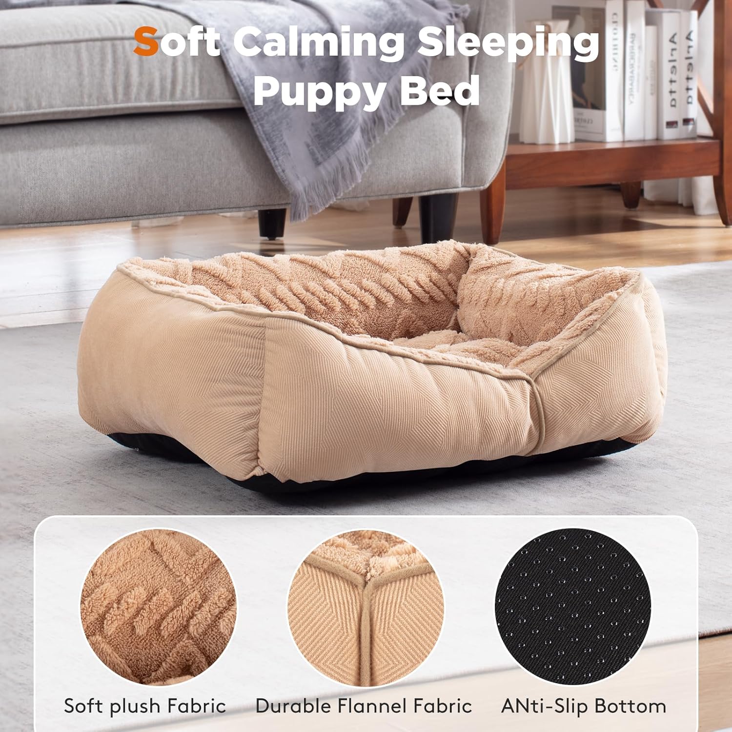 GASUR Cama rectangular para perros medianos y pequeños, lavable a máquina, sofá para dormir, parte inferior antideslizante, camas para gatos de