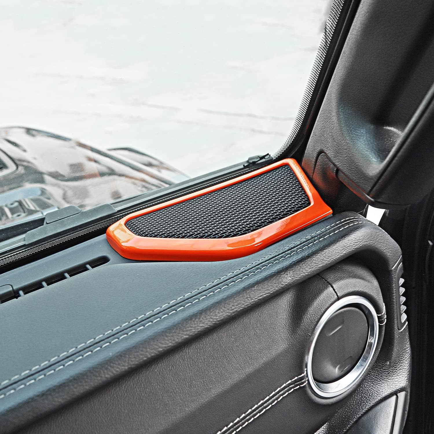 Cubierta decorativa para altavoz A Pilar, accesorios interiores para Jeep Wrangler JL JLU Gladiator JT 2018 2019 2020 2021 2022 2023 (naranja)