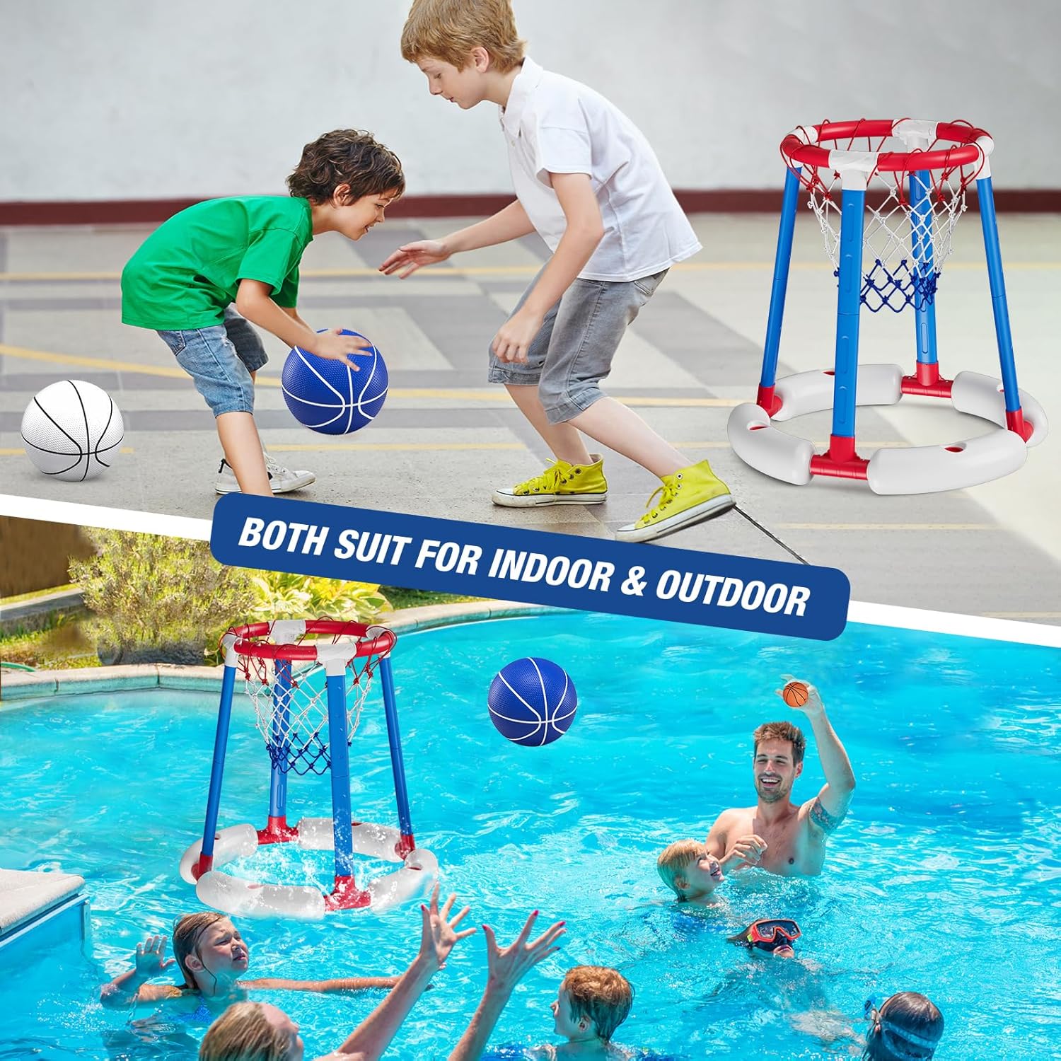HYES Aro de baloncesto flotante sin tablero, rojo
