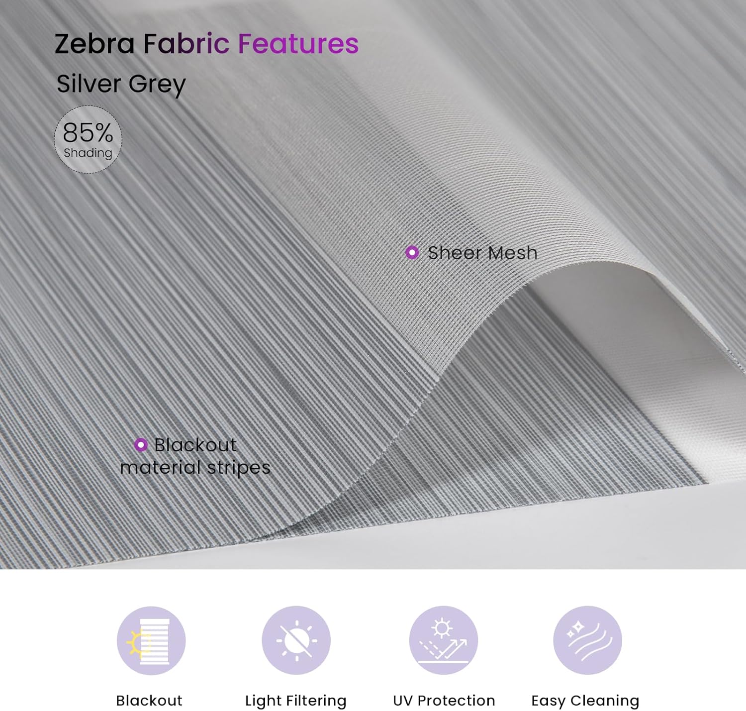 Persianas motorizadas de cebra para ventana persianas inteligentes Astomi con persianas enrollables inalámbricas, control remoto, control de voz,