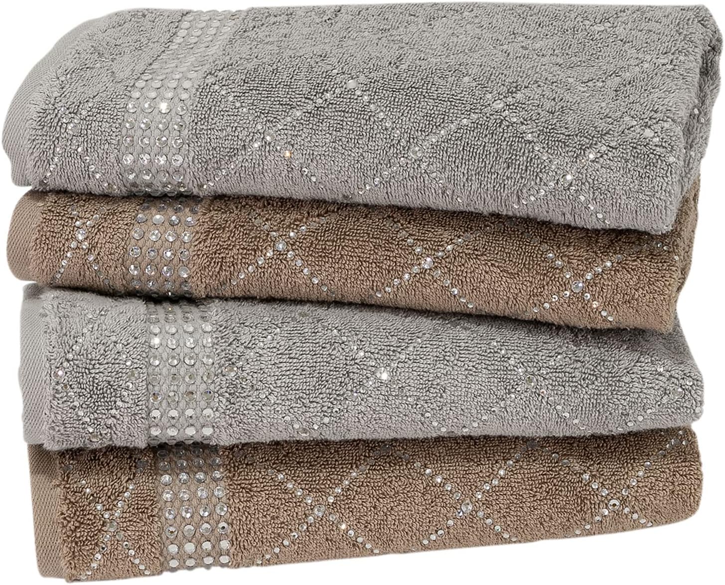 Toalla de mano con patrón de X, duradera, diamantes de imitación brillantes sobre tela de toalla de algodón, para decoración glamorosa del baño del
