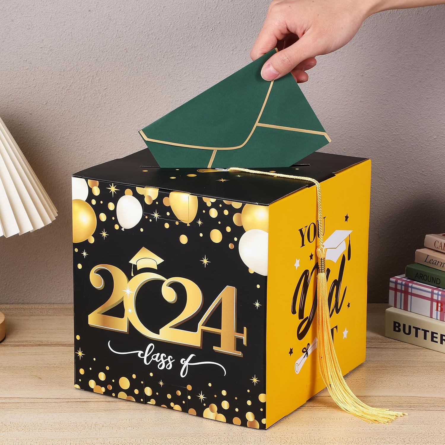 Unomor Caja de tarjetas de graduación 2024 Felicidades para fiesta de graduación, suministros para fiesta de graduación 2024, suministros para
