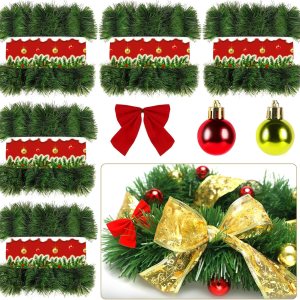 GardenNow Paquete de 5 guirnaldas de Navidad de 250 pies para decoración de Navidad, cinta de Navidad, decoración navideña para interiores y GardenNow Paquete de 5 guirnaldas de Navidad de 250 pies para decoración de Navidad, cinta de Navidad, decoración navideña para interiores y