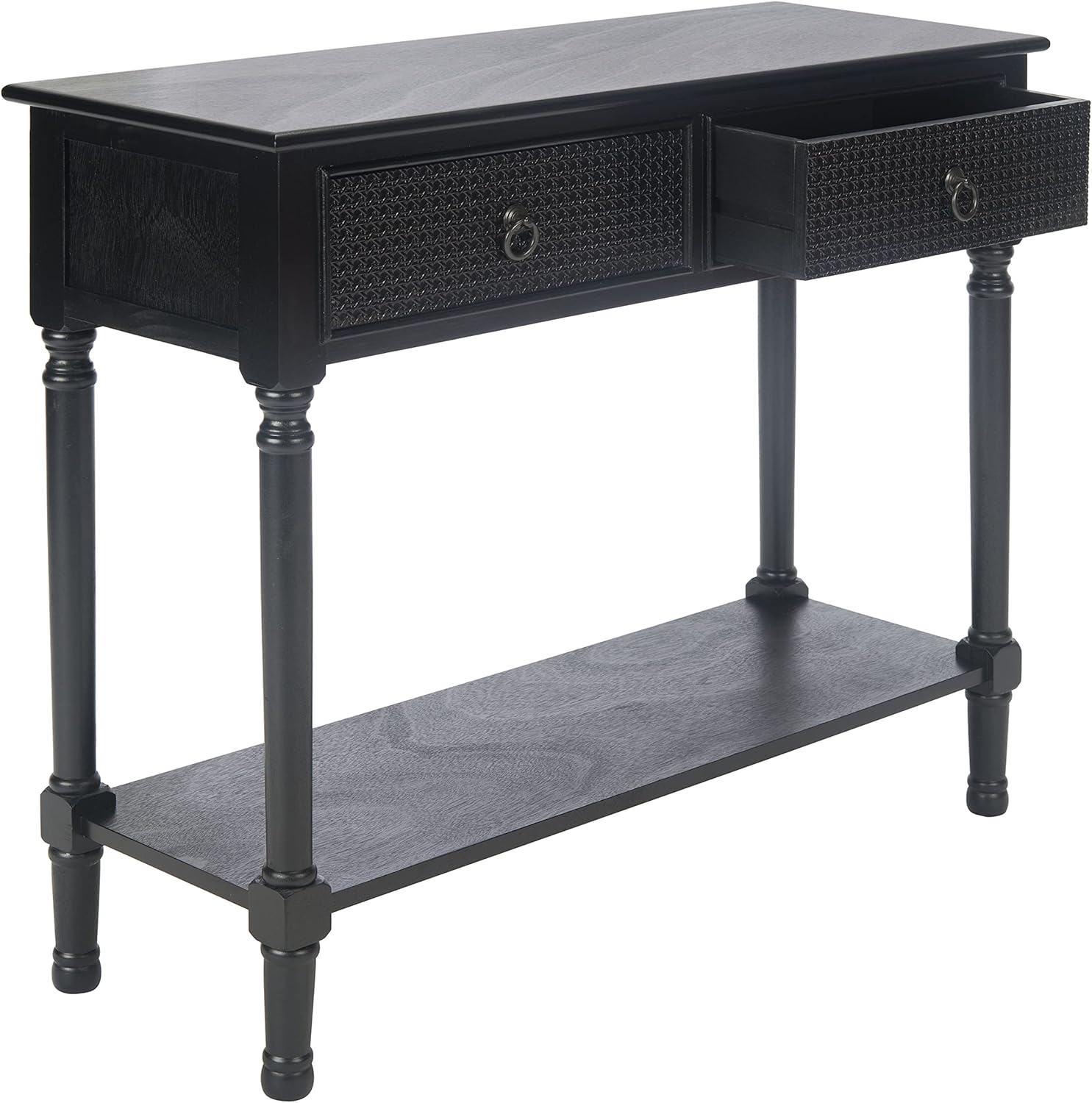 Safavieh Home Collection Haines – Mesa consola con 2 cajones y estante inferior negro