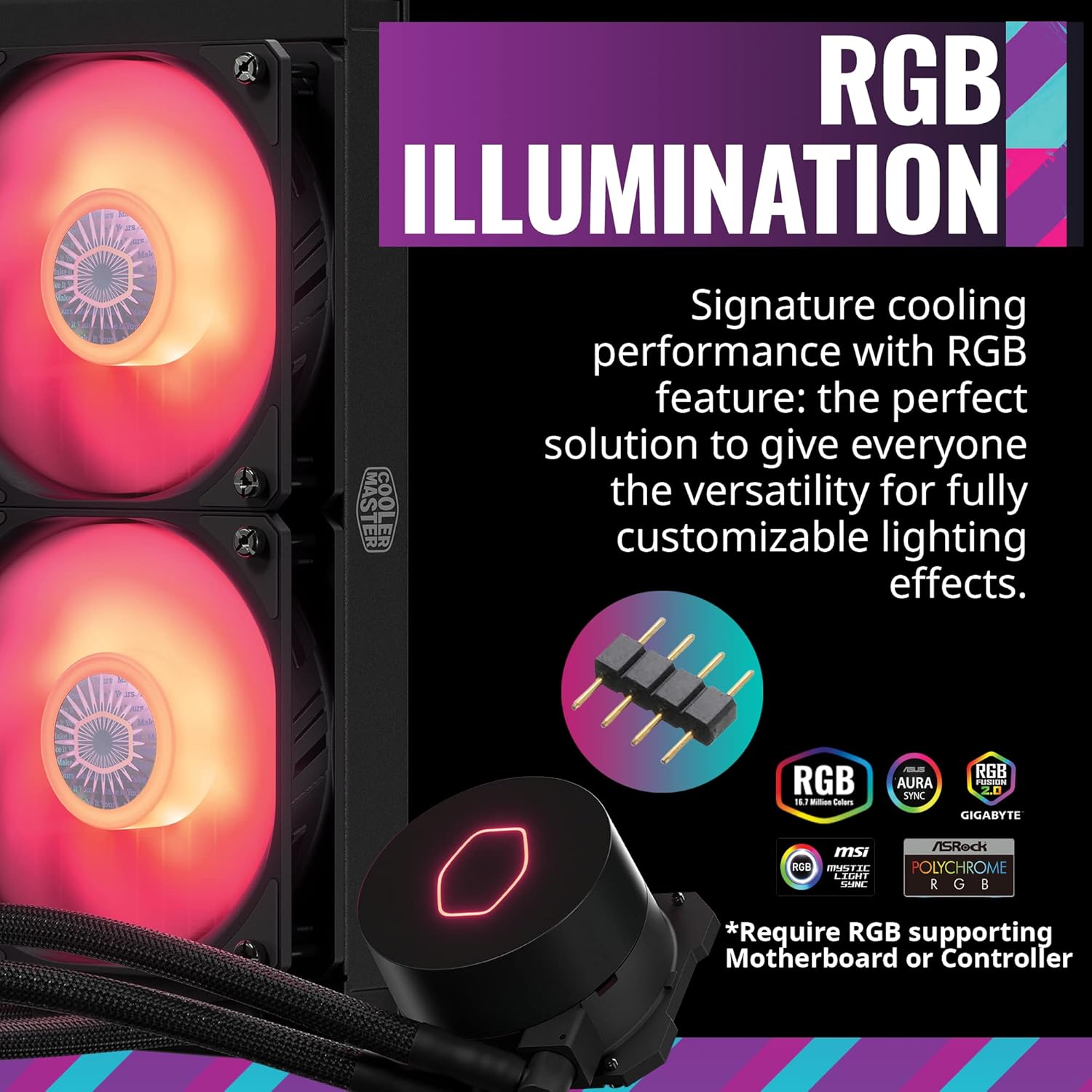 Cooler Master MasterLiquid ML240L RGB V2, enfriador líquido de CPU y pasta térmica de rendimiento HTK, radiador de 240, doble flujo de SickleFlow de