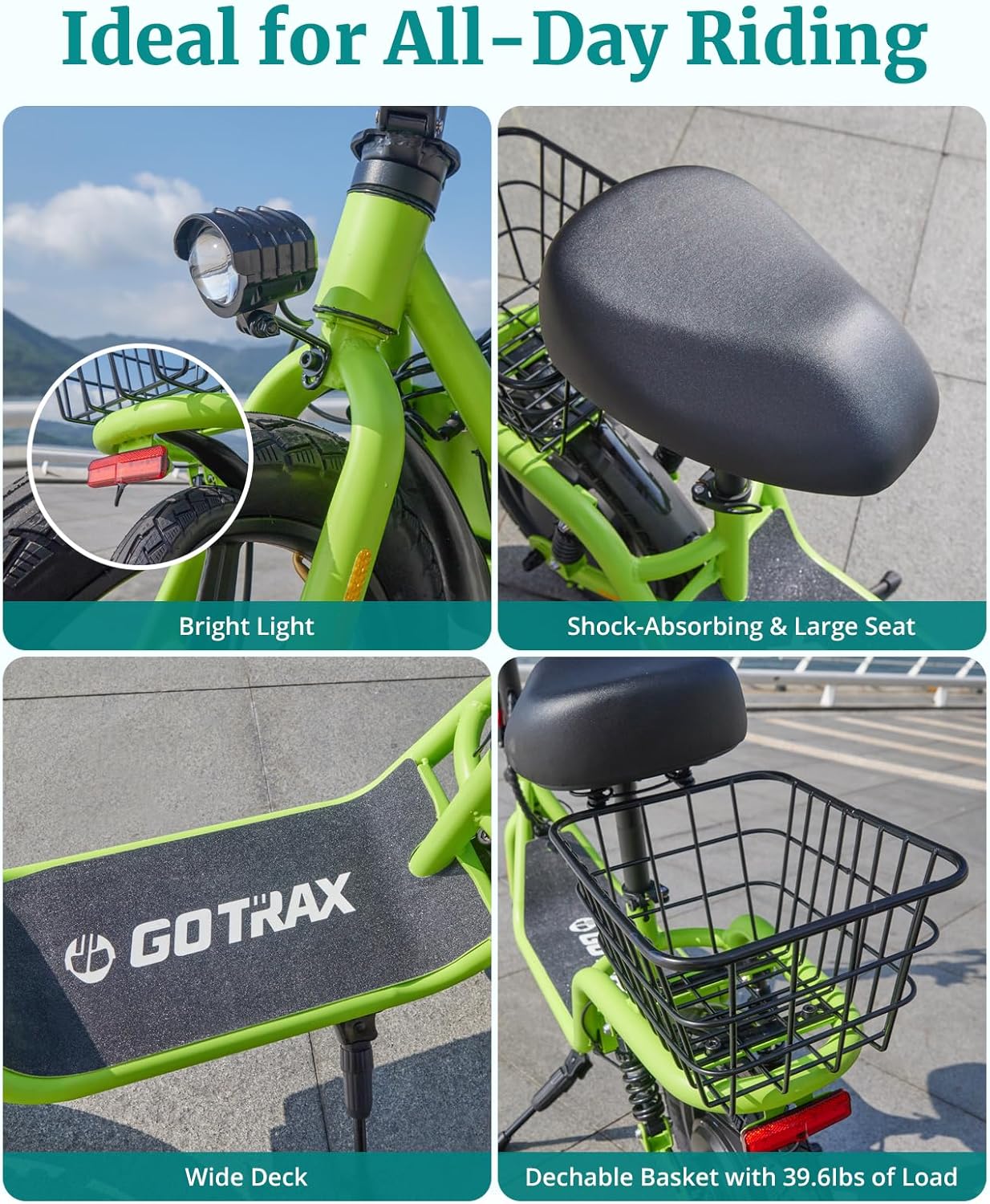 Gotrax FLEX Electric Scooter with Seat for Adult, 18.6Miles Range&15.5Mph Power by 400W Motor, 14″ Pneumatic Tire&Height Adjustable Seat, Foldable
