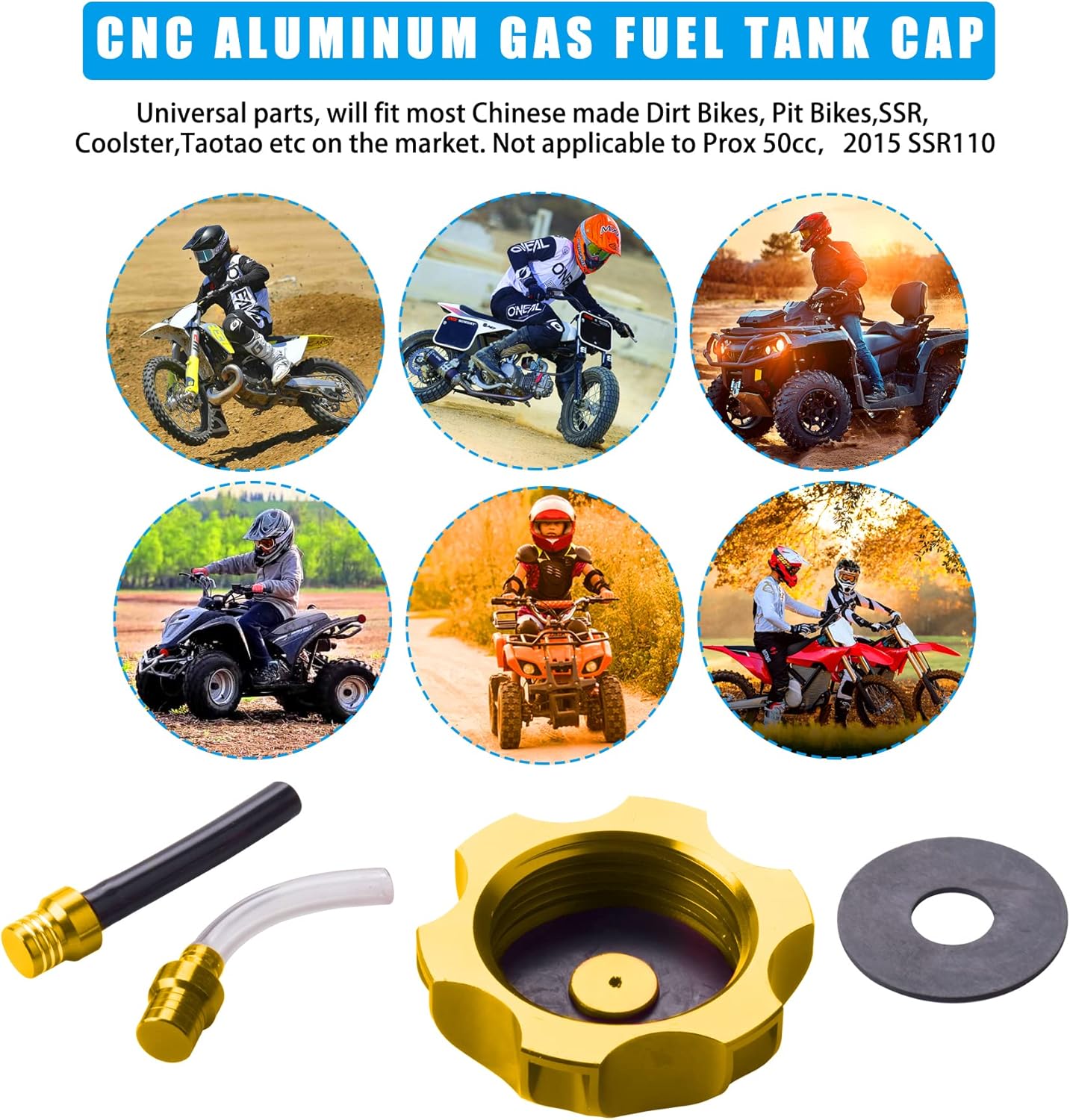 JINGKE Tapa de tanque de combustible de aluminio CNC con válvula de ventilación para 50cc 70cc 90cc 110cc 125cc 140cc 150cc 160cc Pit Dirt Motor