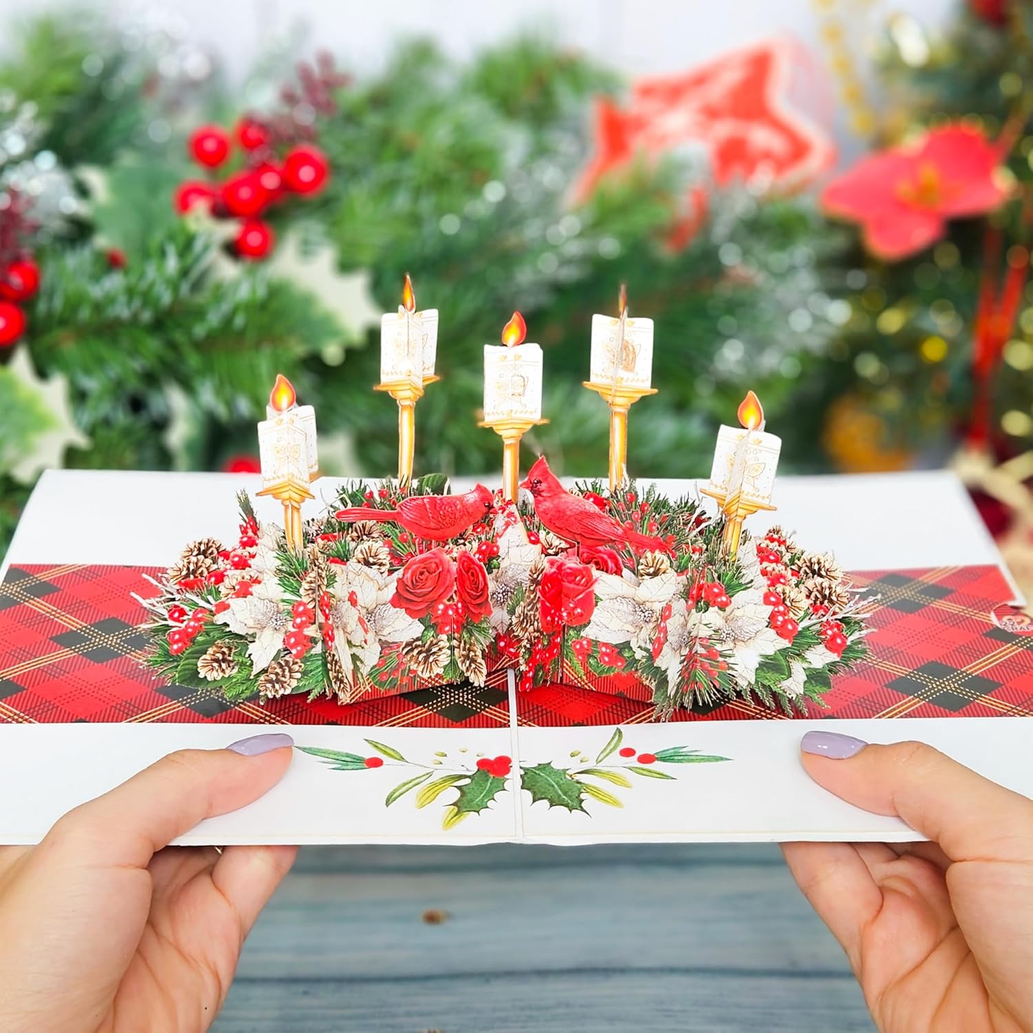 By 22CRAFT Tarjetas de Navidad desplegables, tarjetas de Navidad emergentes 3D, tarjeta de felicitación de Navidad de 6 x 8 pulgadas para familia,