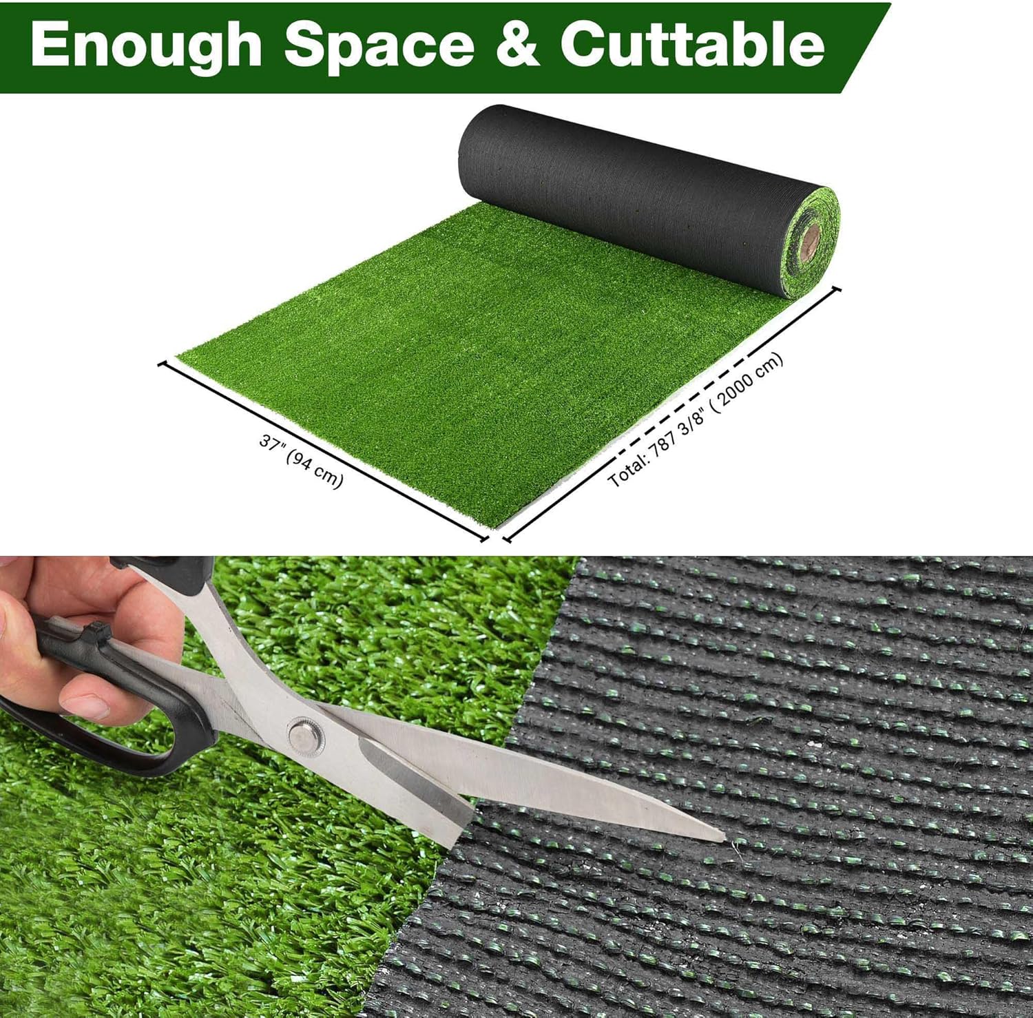 Yescom Rollo de césped artificial de 65 x 6.6 pies (paquete de 2 unidades de 65 x 3.3 pies), gran decoración falsa para patio trasero, césped al