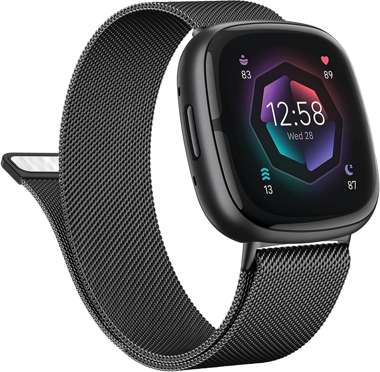 Correa de metal para Fitbit Sense 2  Sense Bands, Fitbit Versa 4  Versa 3 bandas para mujeres y hombres, correa de repuesto magnética de malla de