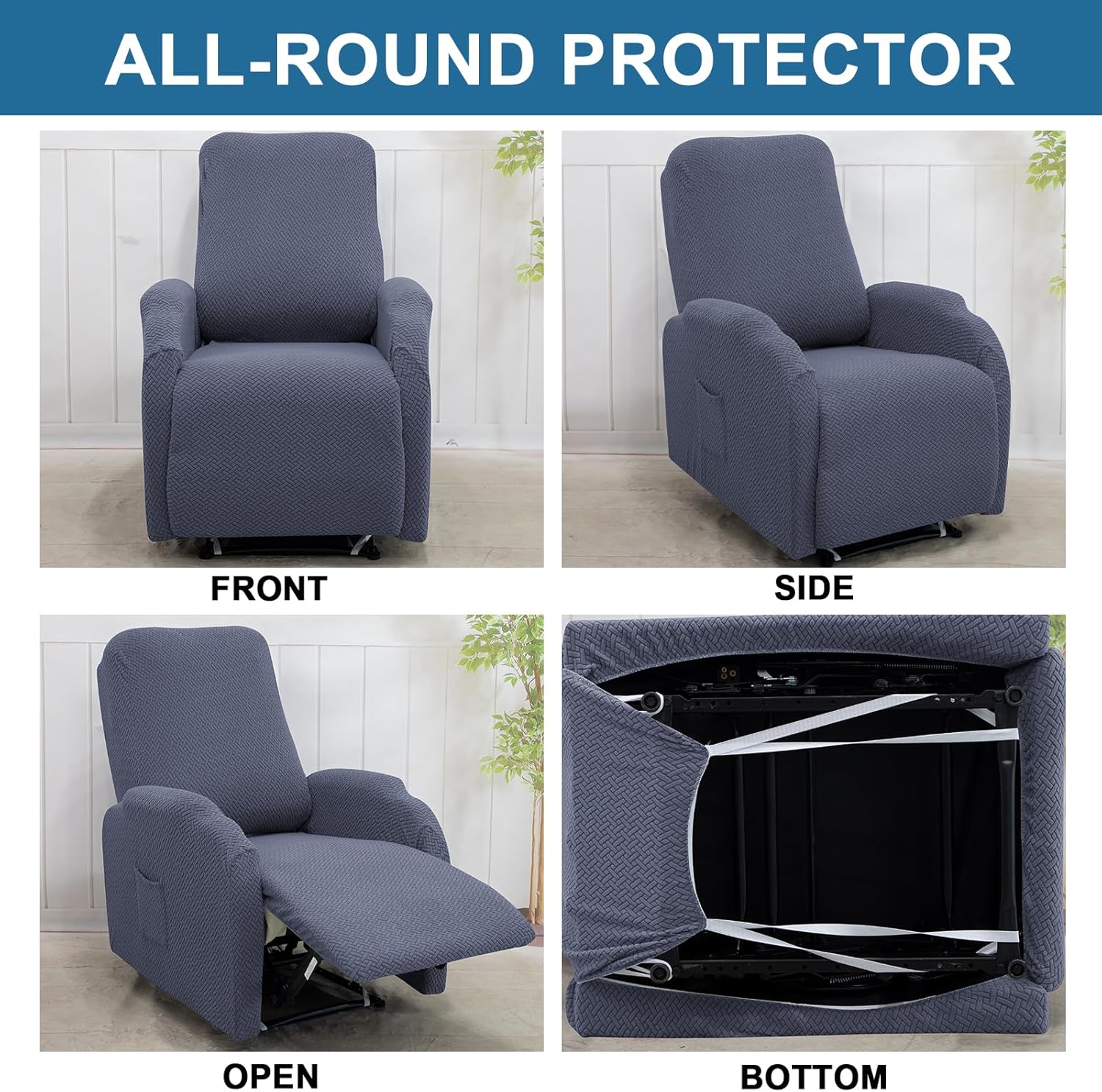 HAOYONG Funda para silla reclinable, 4 piezas, funda para sofá reclinable, funda de jacquard para 1 asiento, fundas para sofá reclinable Lazyboy,