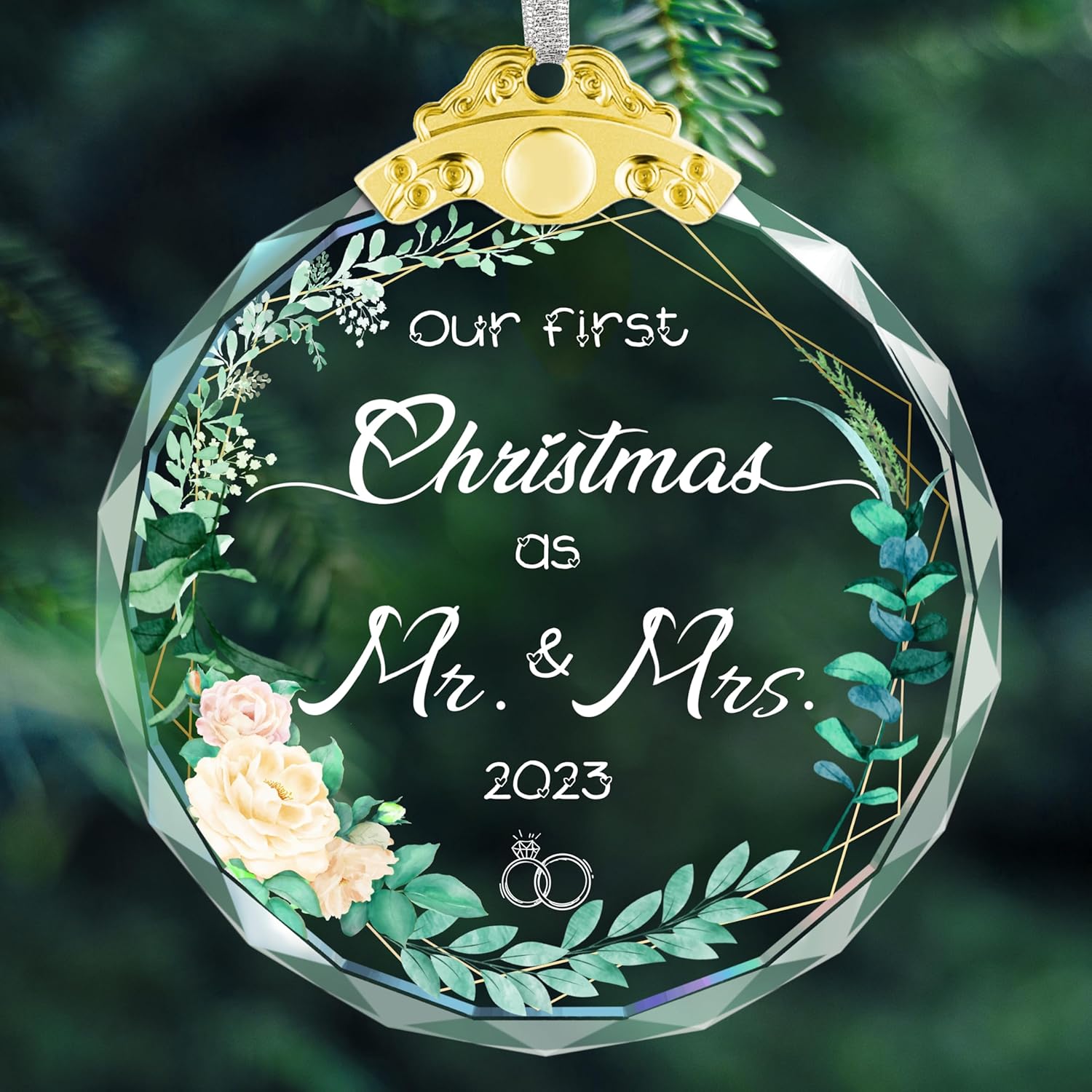 Adorno de matrimonio de cristal para parejas, regalos de boda de cristal para parejas, regalos de despedida de soltera, decoración de árbol de