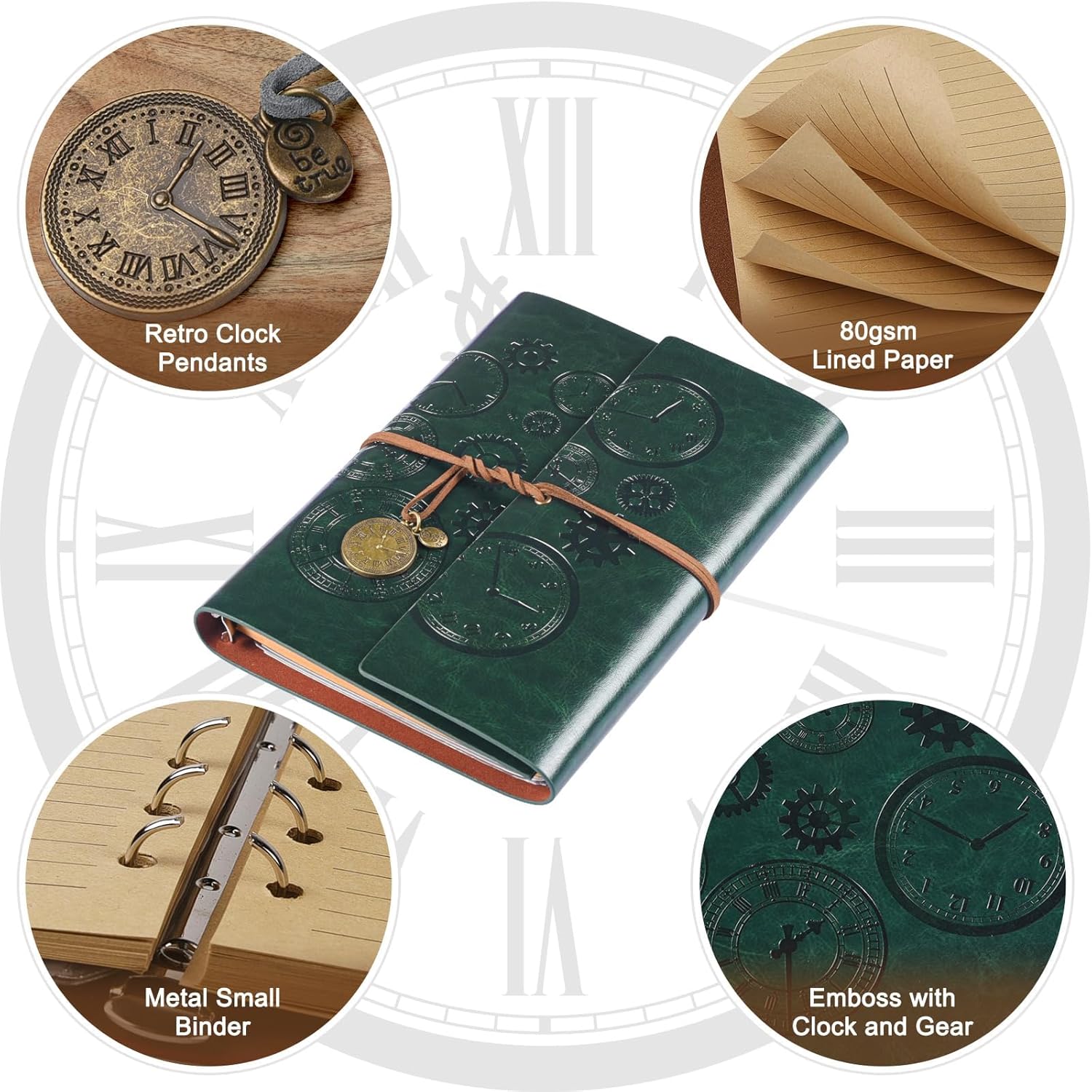 Diario de cuero, diario de viaje, diario vintage para mujeres y hombres, diario encuadernado en cuero para escribir, cuaderno de diario recargable