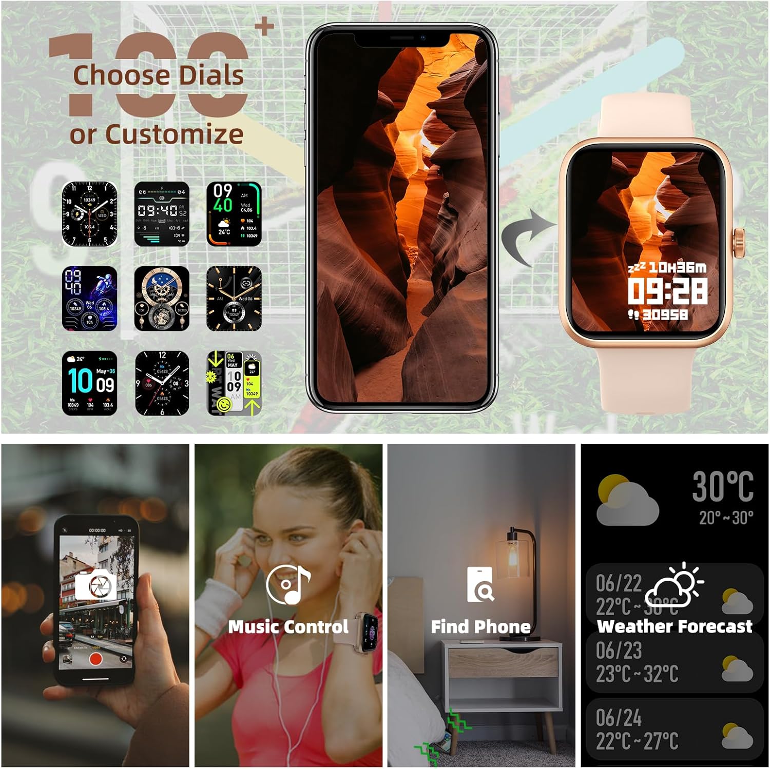1.81″Smart Watch for Men Women with Bluetooth Call, Smartwatch for Android iOS Phone with Blood Oxygen Heart Rate Sleep Monitor, Fitness Tracker