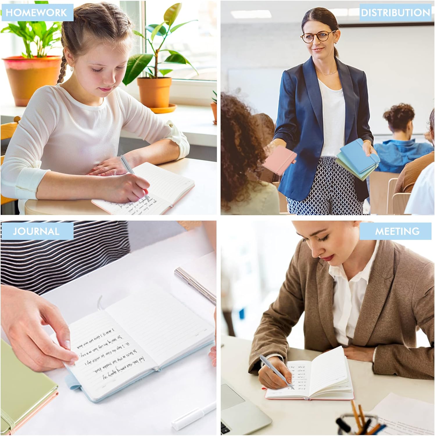 feela Paquete de 6 cuadernos pequeños de bolsillo a granel, mini bloc de notas de notas de tapa dura con rayas universitarias con soporte para