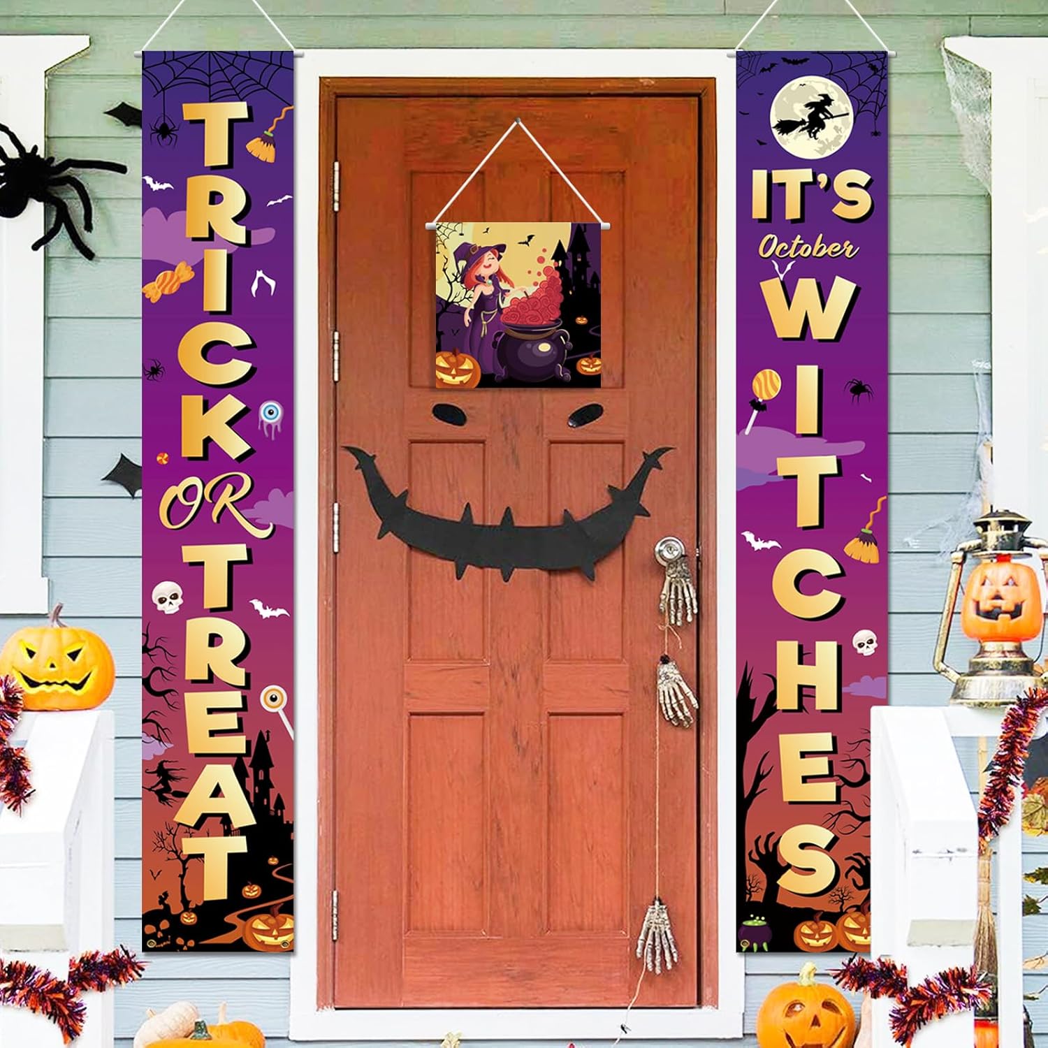 Decoraciones de Halloween para exteriores, carteles de Halloween para puerta delantera, decoración de patio de Halloween, decoración de jardín,