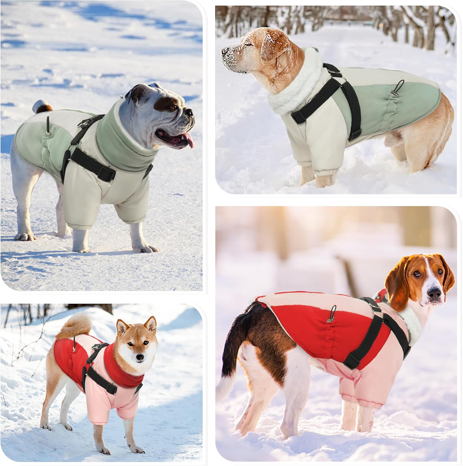 PUMYPOREITY Abrigo de invierno para perro pequeño, chaqueta para perro con arnés integrado, traje de nieve reflectante para perro, chaqueta cálida