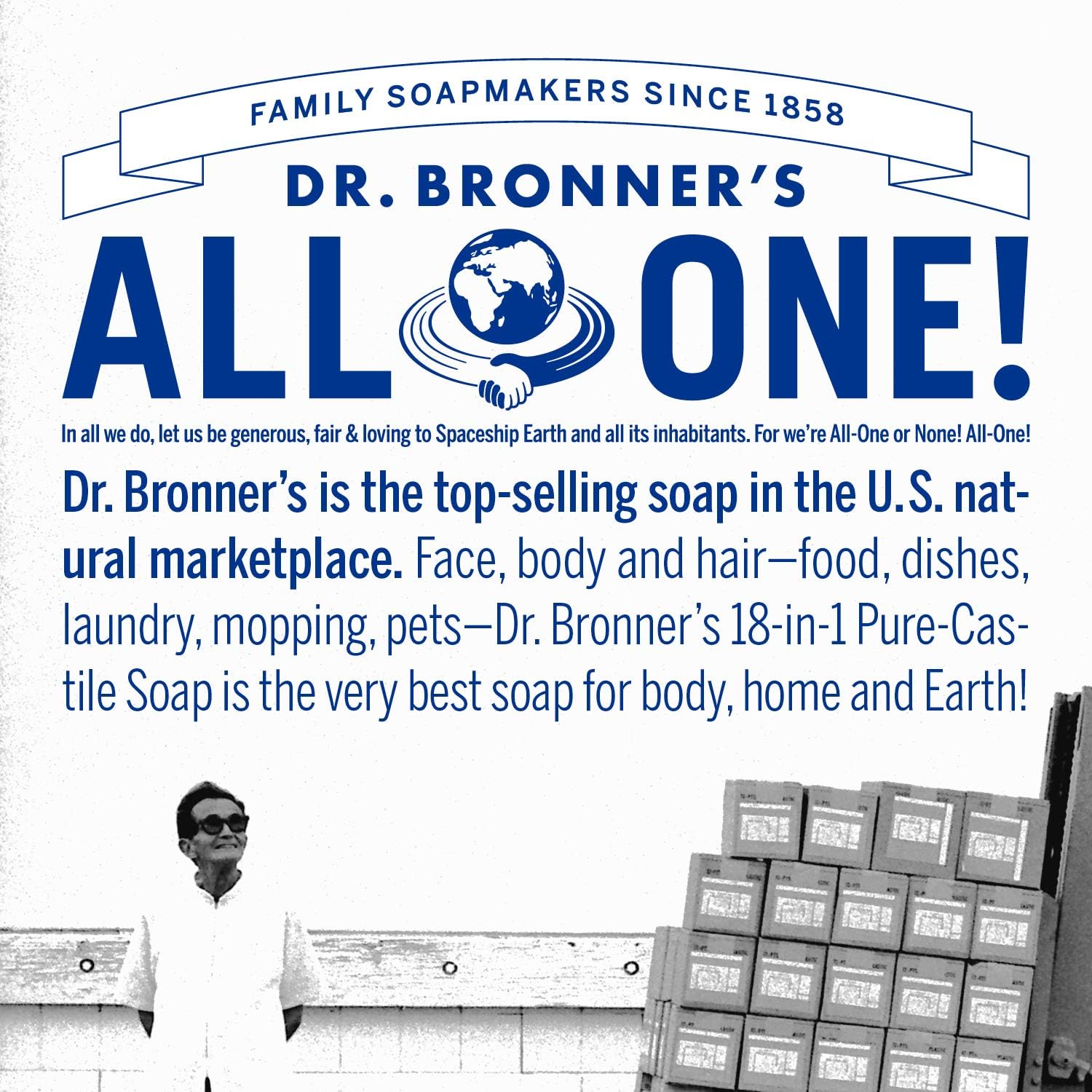 Jabones mágicos Dr. Bronners, jabón de Castilla puro, Menta de cáñamo, todo en uno, barras de 5 onzas (paquete de 6), Peppermint