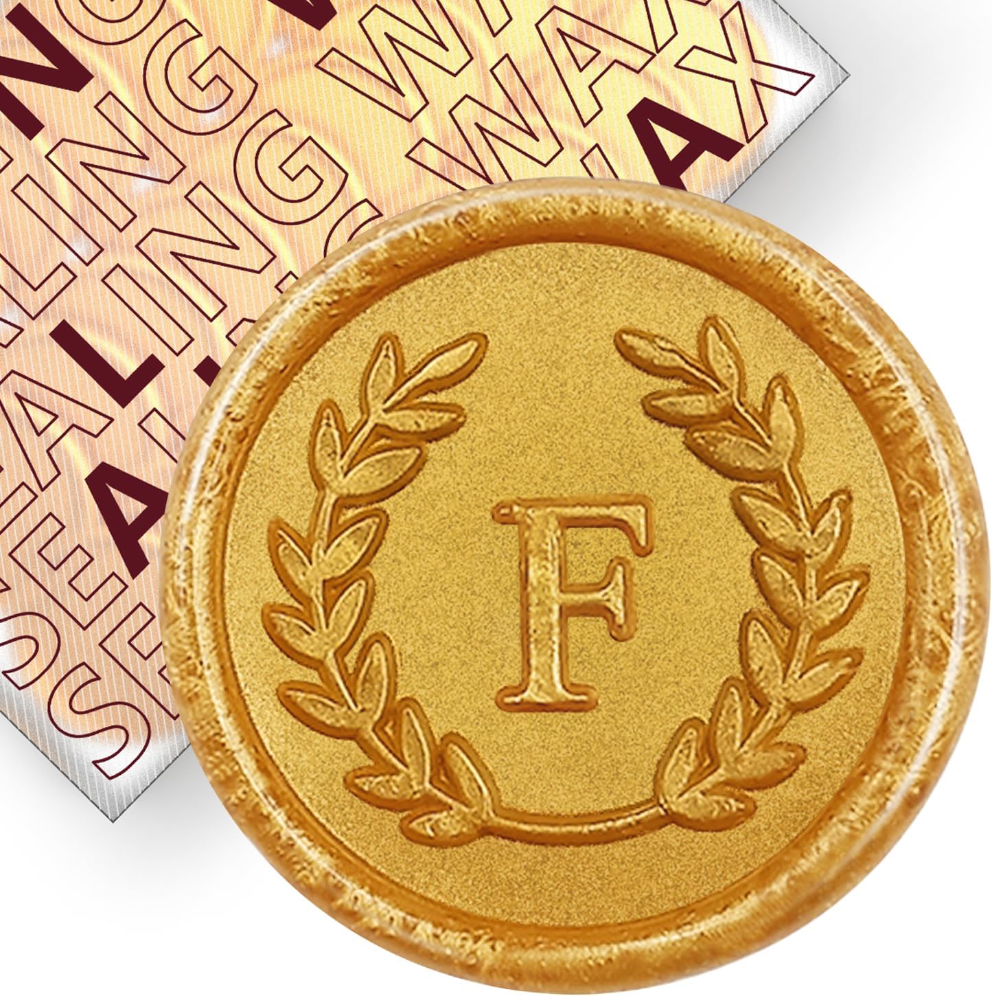 25 calcomanías adhesivas de cera con letra F dorada, hechas a mano, sin necesidad de sellar, rasgar y usar calcomanías de cera para invitaciones de