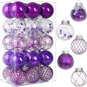Adornos de bola de Navidad transparentes, 30 unidades de 2.36 pulgadas de plástico inastillable, adornos colgantes de bolas de Navidad para árbol de Adornos de bola de Navidad transparentes, 30 unidades de 2.36 pulgadas de plástico inastillable, adornos colgantes de bolas de Navidad para árbol de