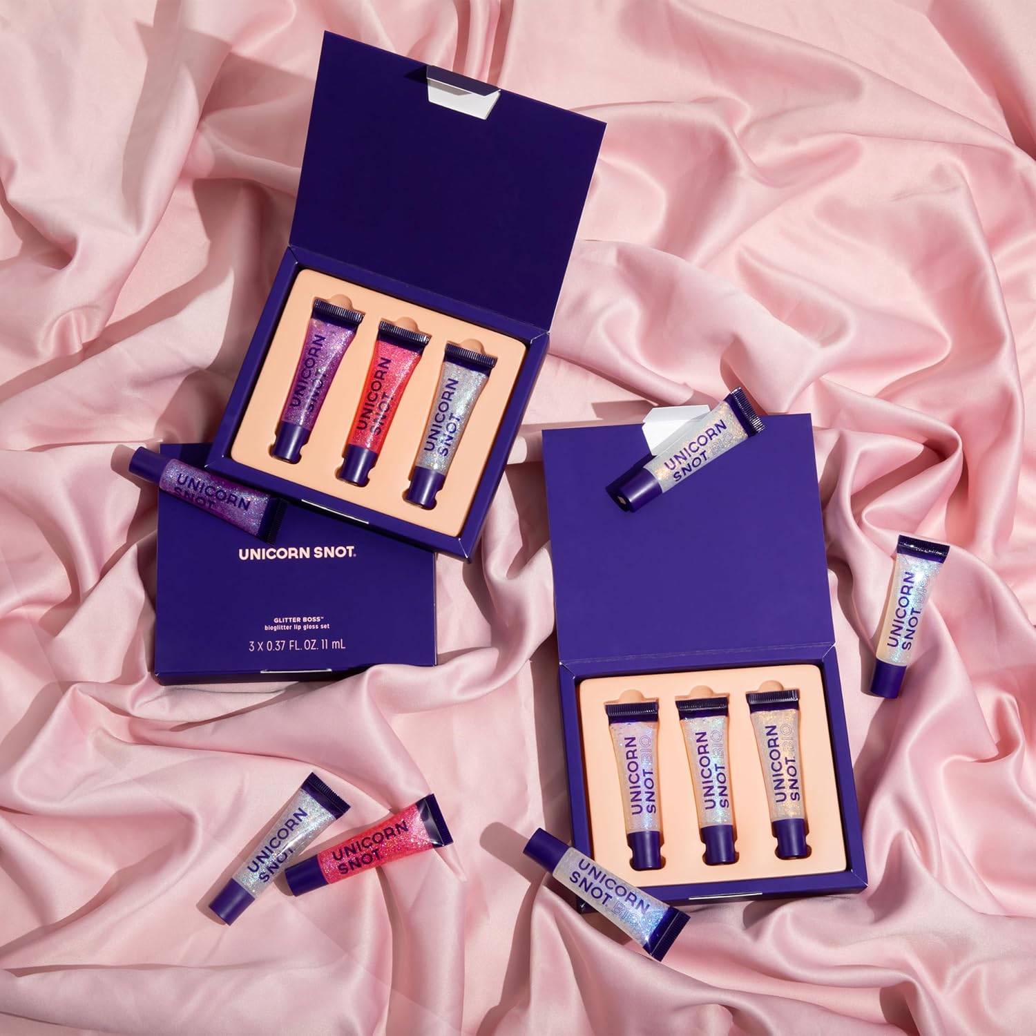 UNICORN SNOT Kit de brillo de labios con purpurina, brillo de labios brillante de larga duración, fórmula no pegajosa vegana y libre de crueldad,