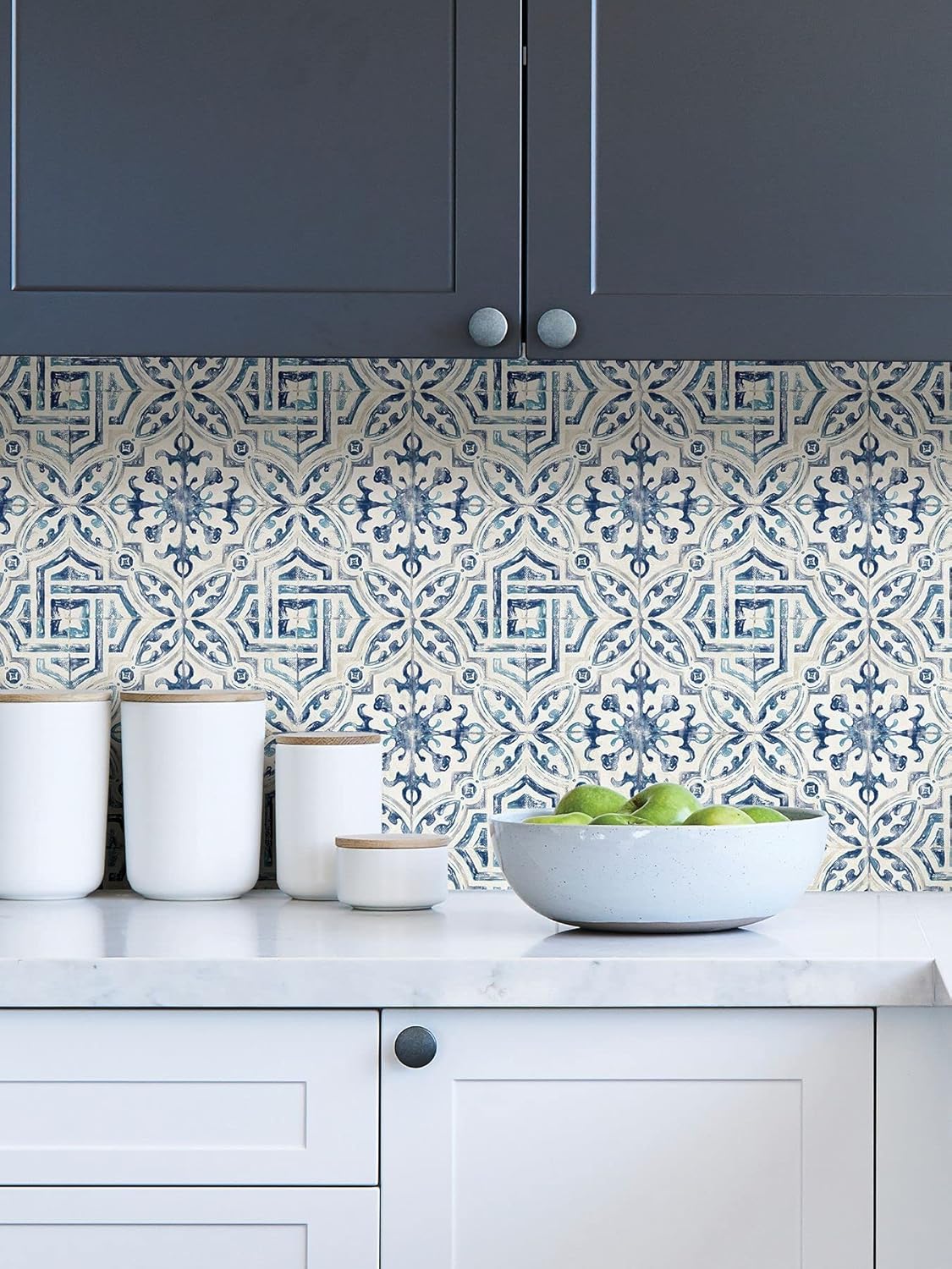 NuWallpaper NUS4396 Landondale – Papel pintado para despegar y pegar, color azul y blanco