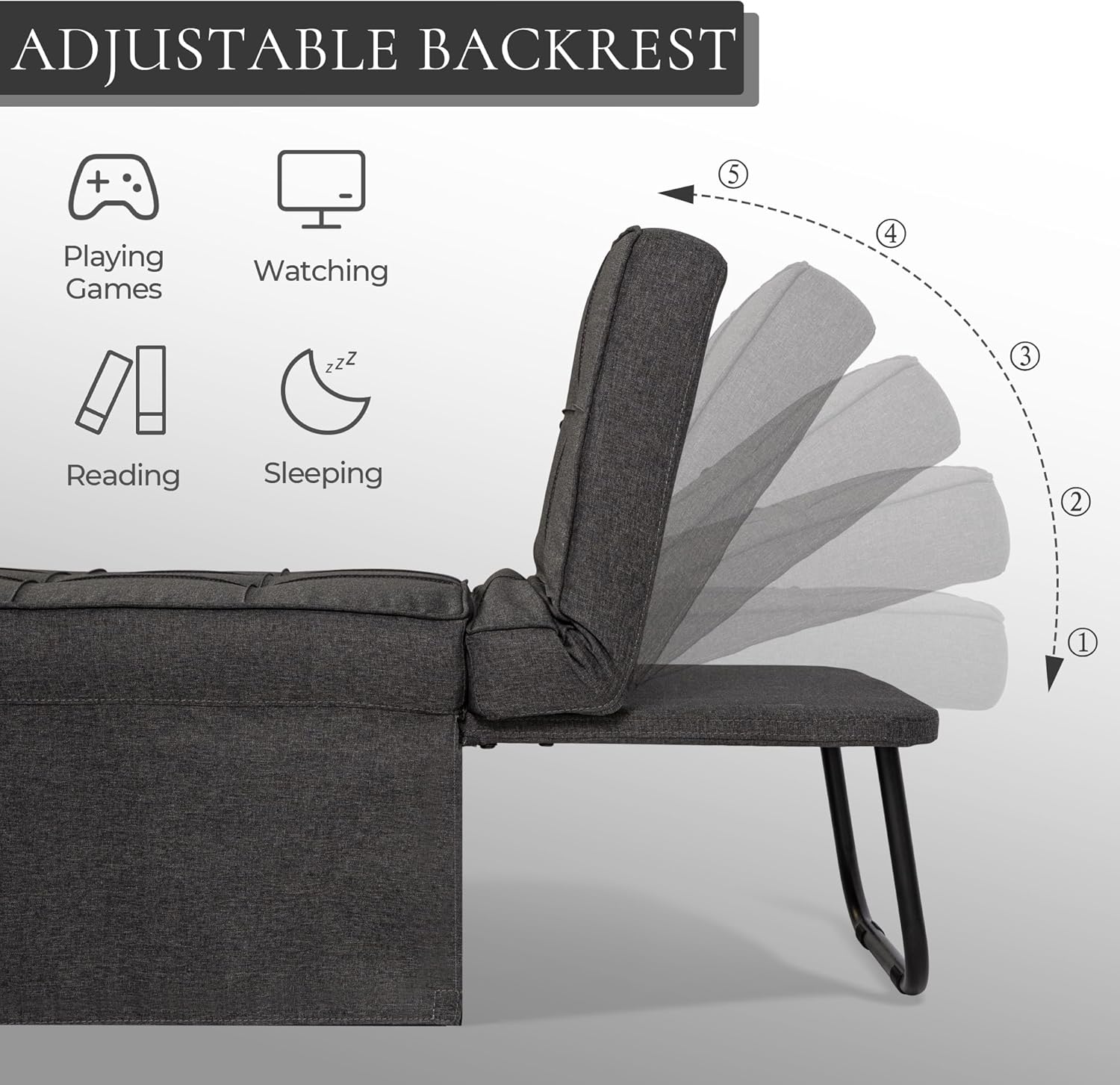 Sofá cama convertible, cama otomana plegable multifunción 4 en 1 con respaldo ajustable, moderna silla extraíble para sala de estar, apartamento,