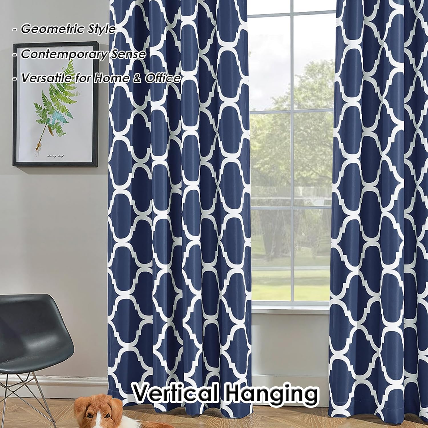 Melodieux Cortina opaca para oscurecer la habitación, con ojales, para sala de estar, dormitorio, paquete de 1 panel, 52 pulgadas de ancho x 84
