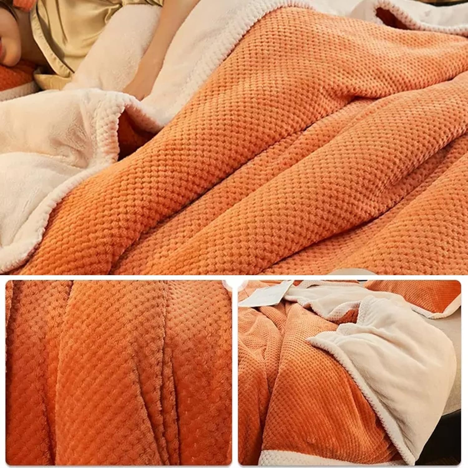 Manta de microfibra, mantas para sofás, manta de cama Colcha o manta de Estar Viajes Cómodo Cálida para todas las estaciones, naranja, 70.9in*86.6in