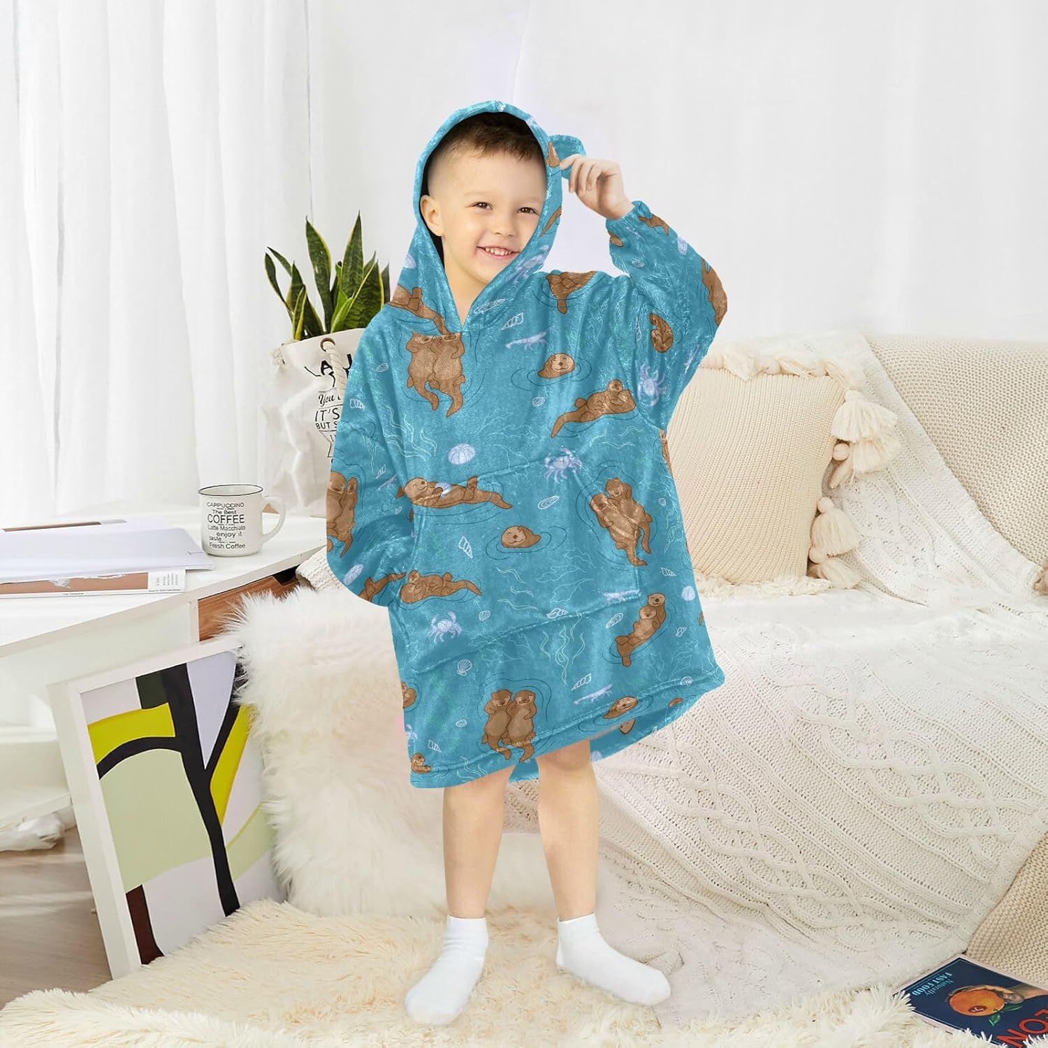 Wearable Blankets for Kids, Soft Warm Cozy Oversized Blanket Hoodie, Gifts 3-14 Y Boys Girls Teens with Pocket