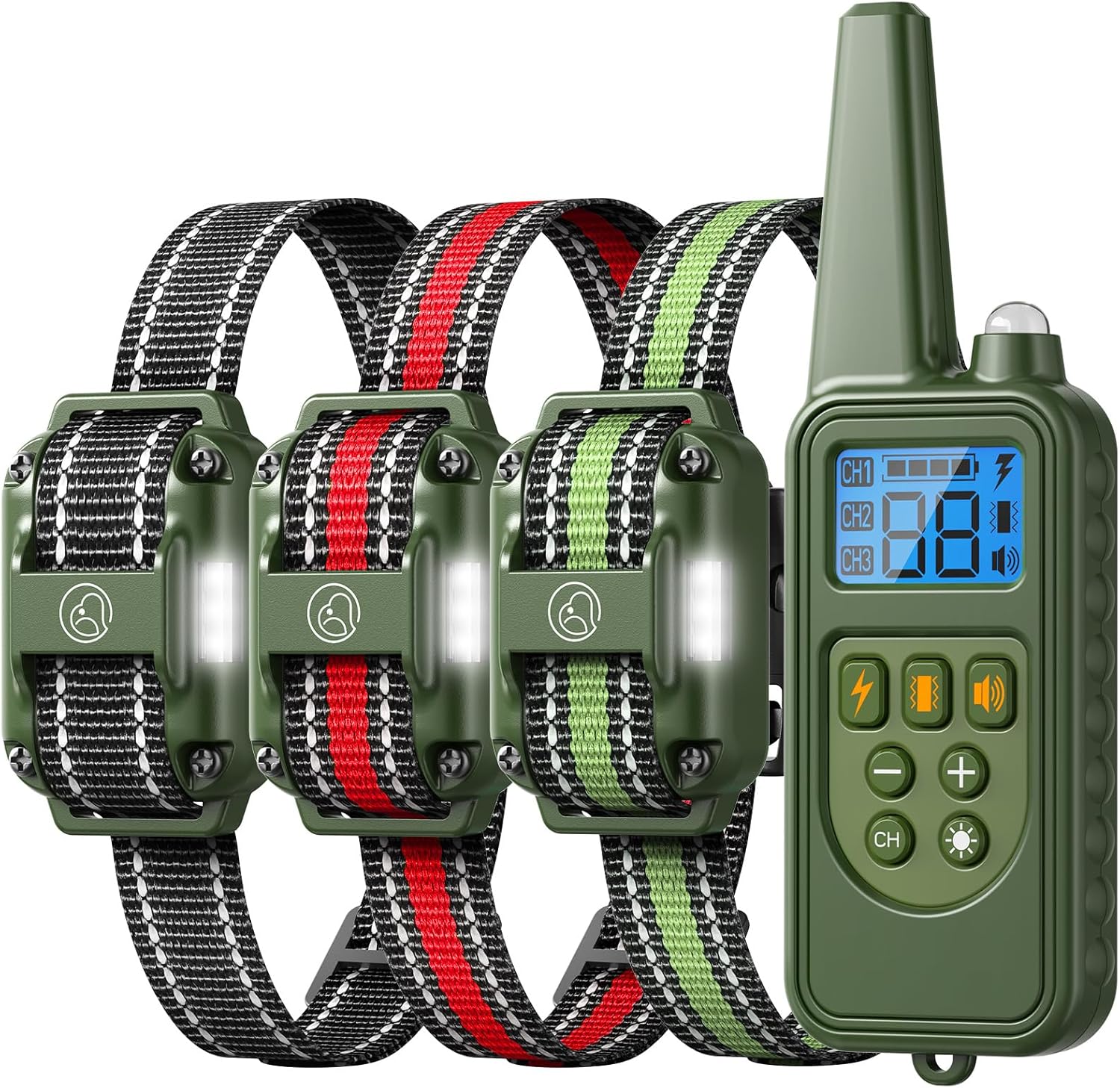 Collar de entrenamiento para perros con control remoto, rango de 1640 pies, 4 modos de entrenamiento pitido, agitación, choque seguro, luz LED,
