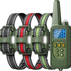 Collar de entrenamiento para perros con control remoto, rango de 1640 pies, 4 modos de entrenamiento pitido, agitación, choque seguro, luz LED, Collar de entrenamiento para perros con control remoto, rango de 1640 pies, 4 modos de entrenamiento pitido, agitación, choque seguro, luz LED,