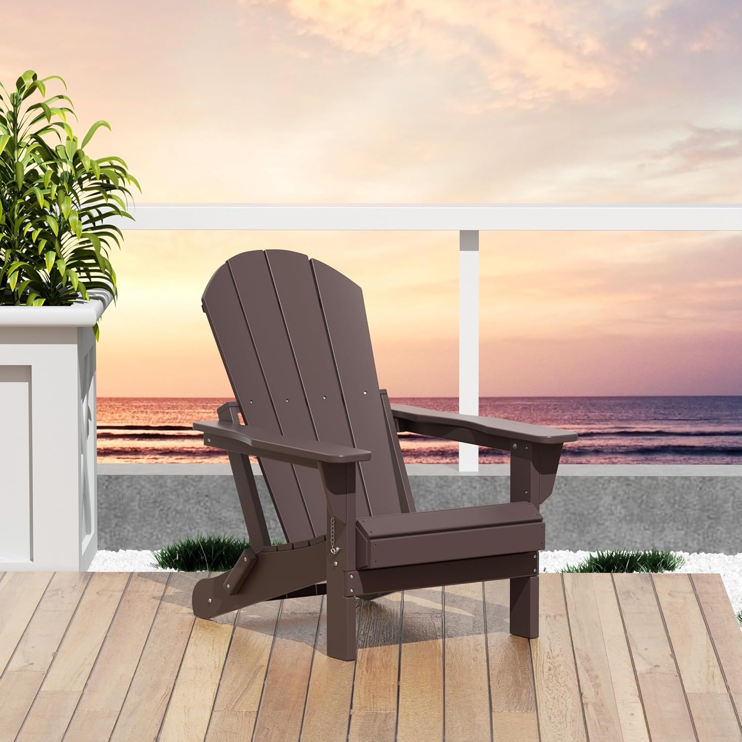 WO Home Furniture – Tumbona plegable para exteriores para hogueras, playa, balcón, patio trasero, césped, patio, piscina, terraza, jardín (marrón