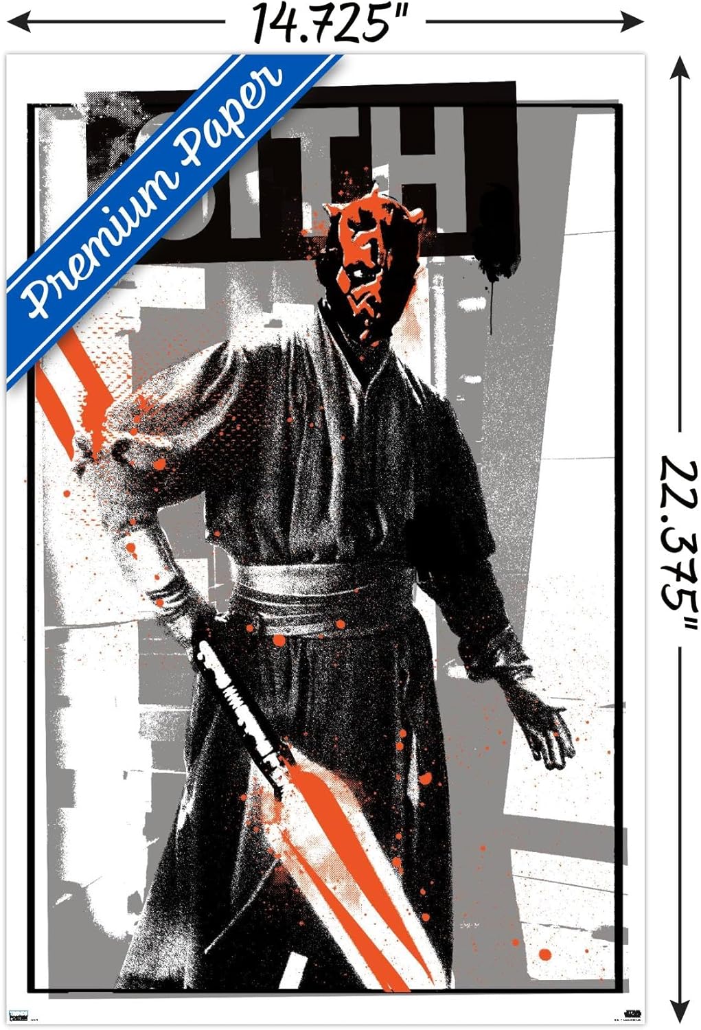 Trends International Star Wars The Phantom Menace – Póster de pared de Darth Maul Glitch