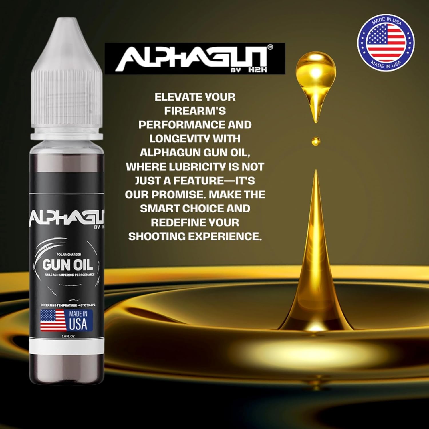 ALPHAGUN – Aceite para armas 75% más suave para un rendimiento máximo, lubricante premium fabricado en Estados Unidos para rifles, pistolas,