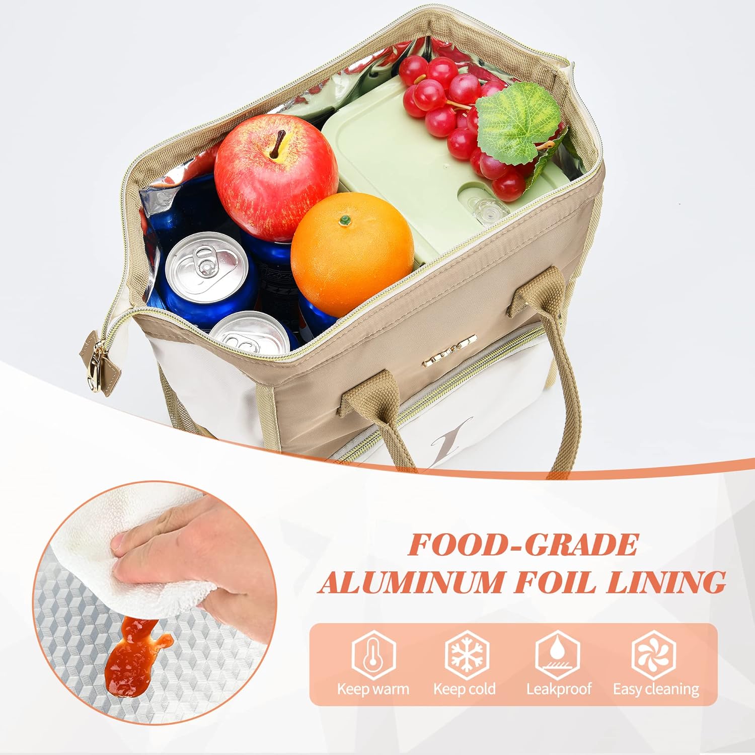 LOKASS Lonchera personalizada para mujeres, lonchera aislada con inicial R para adultos, bolsa de almuerzo para el trabajo, regalos para el