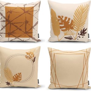 Ysahome Funda de almohada con estampado digital de hojas tropicales, funda de cojín con patrones geométricos, funda de almohada exótica de hoja de Ysahome Funda de almohada con estampado digital de hojas tropicales, funda de cojín con patrones geométricos, funda de almohada exótica de hoja de