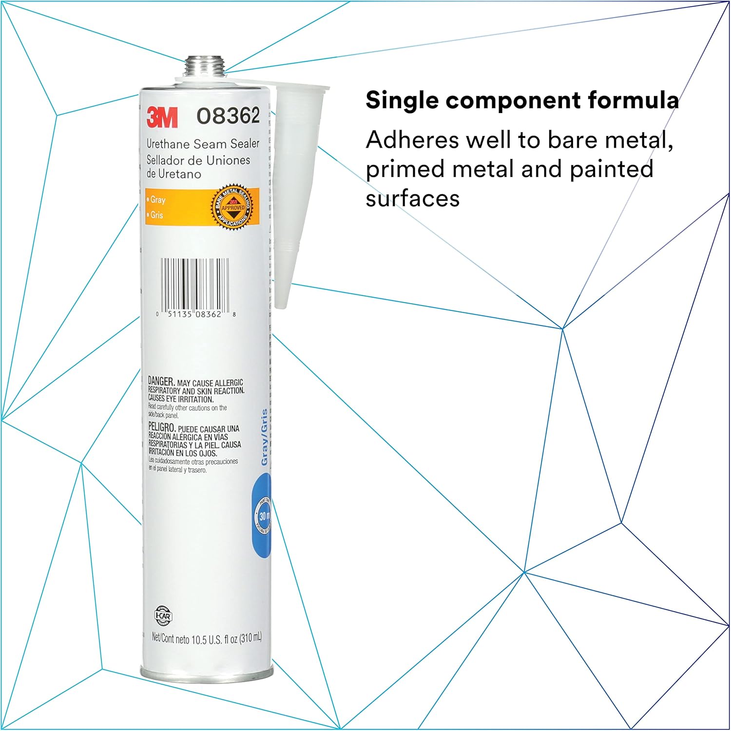 3M Sellador de costuras de uretano, 08362, color gris, alto contenido de sólidos, permanentemente flexible, cartucho de 10.5 fl oz10.5 fl oz