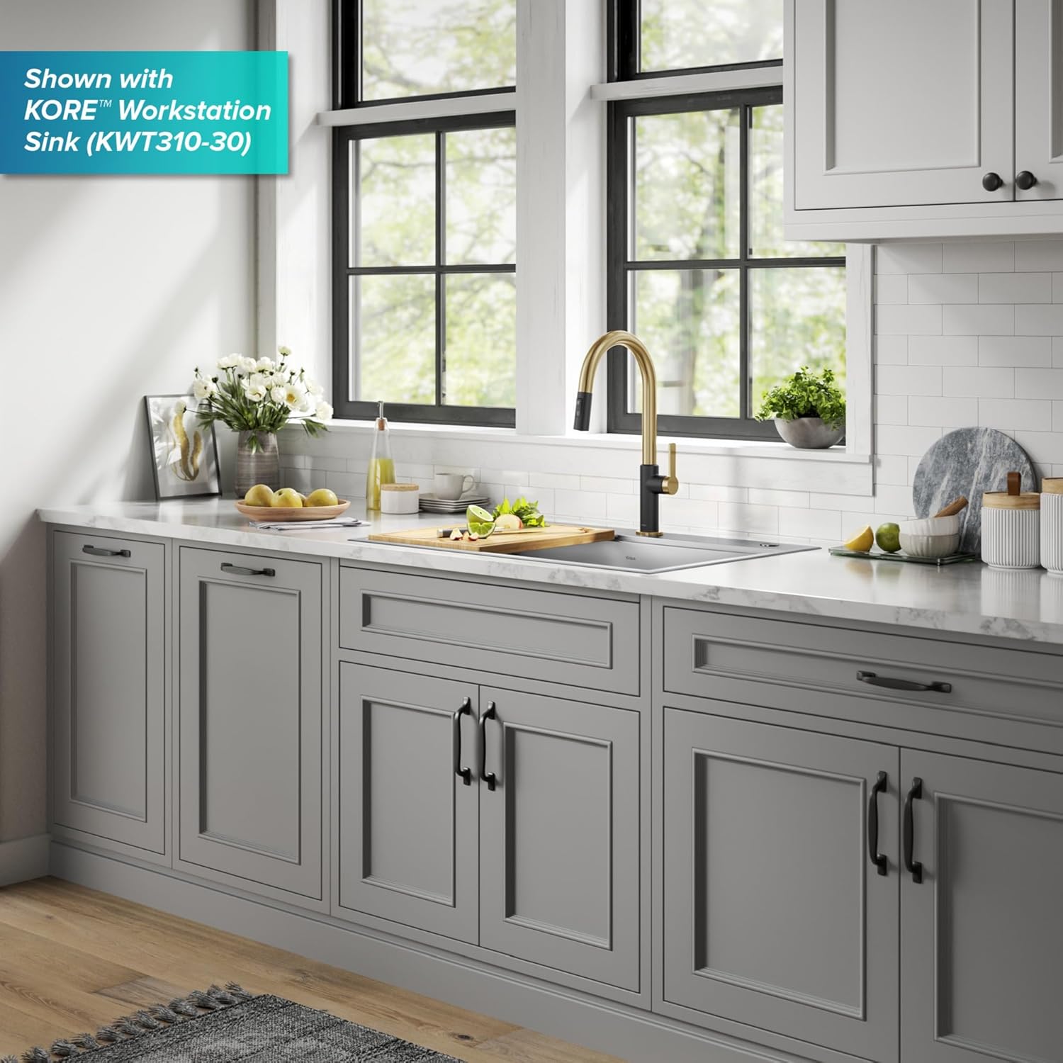 KRAUS Oletto KPF-2820BBMB – Grifo de cocina desplegable de un solo mango en latón cepillado  negro mate, KPF-2820BBMB