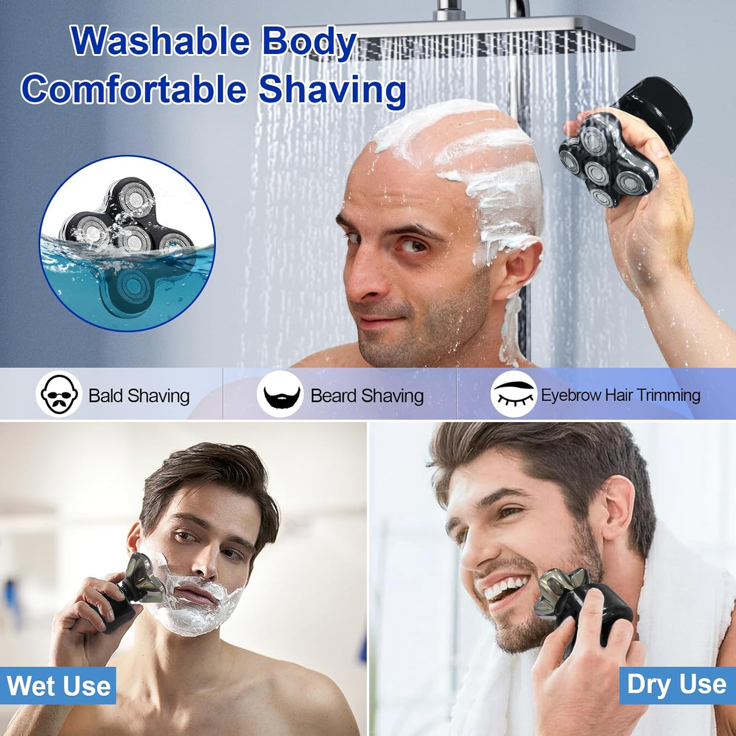 Cabezal de repuesto para afeitadora de 5 cuchillas compatible con Skull Shaver para cabezas de afeitadora Pitbull Gold PROPitbull Platinum Pro