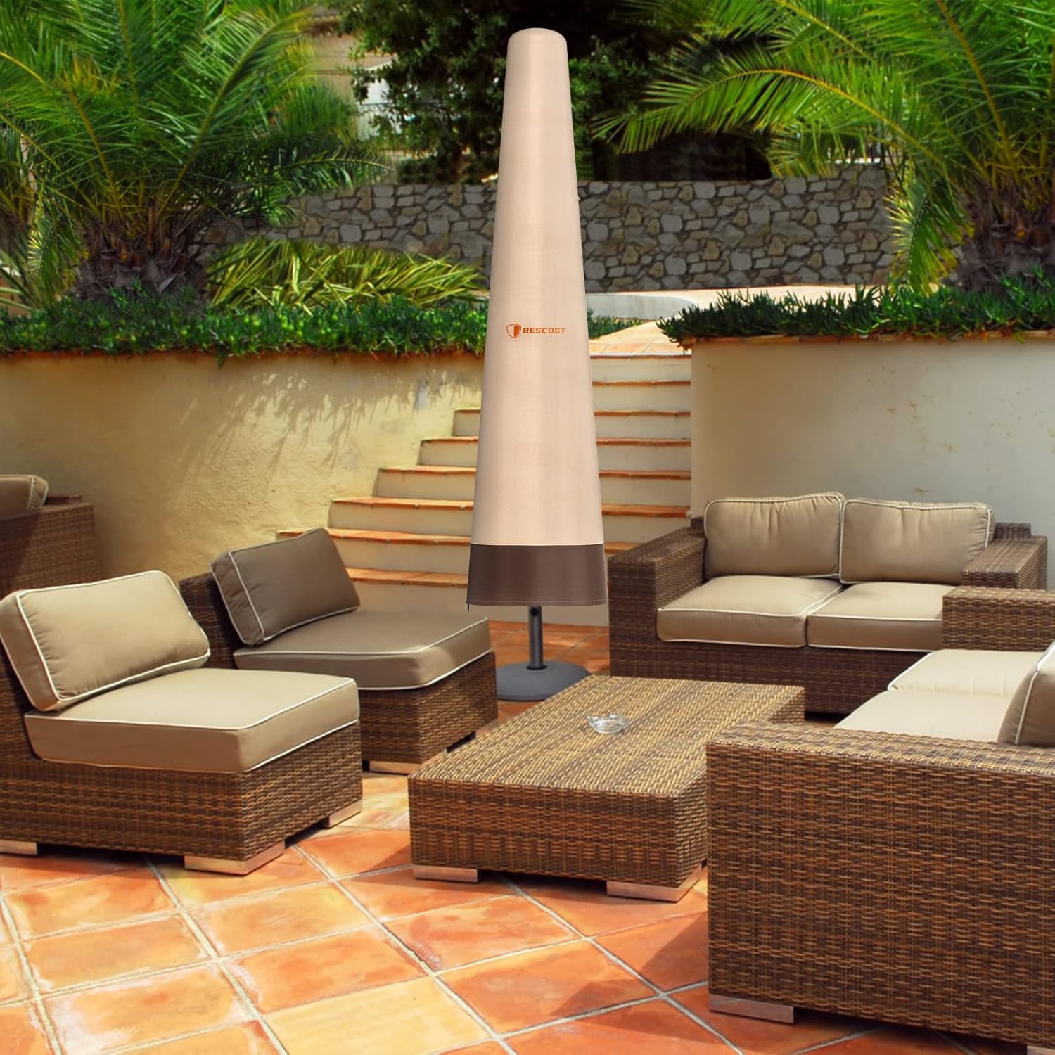 Cubierta para sombrilla de patio, tela Oxford 600D, cubierta impermeable para paraguas, anti-UV, para exteriores, se adapta a paraguas de mercado de