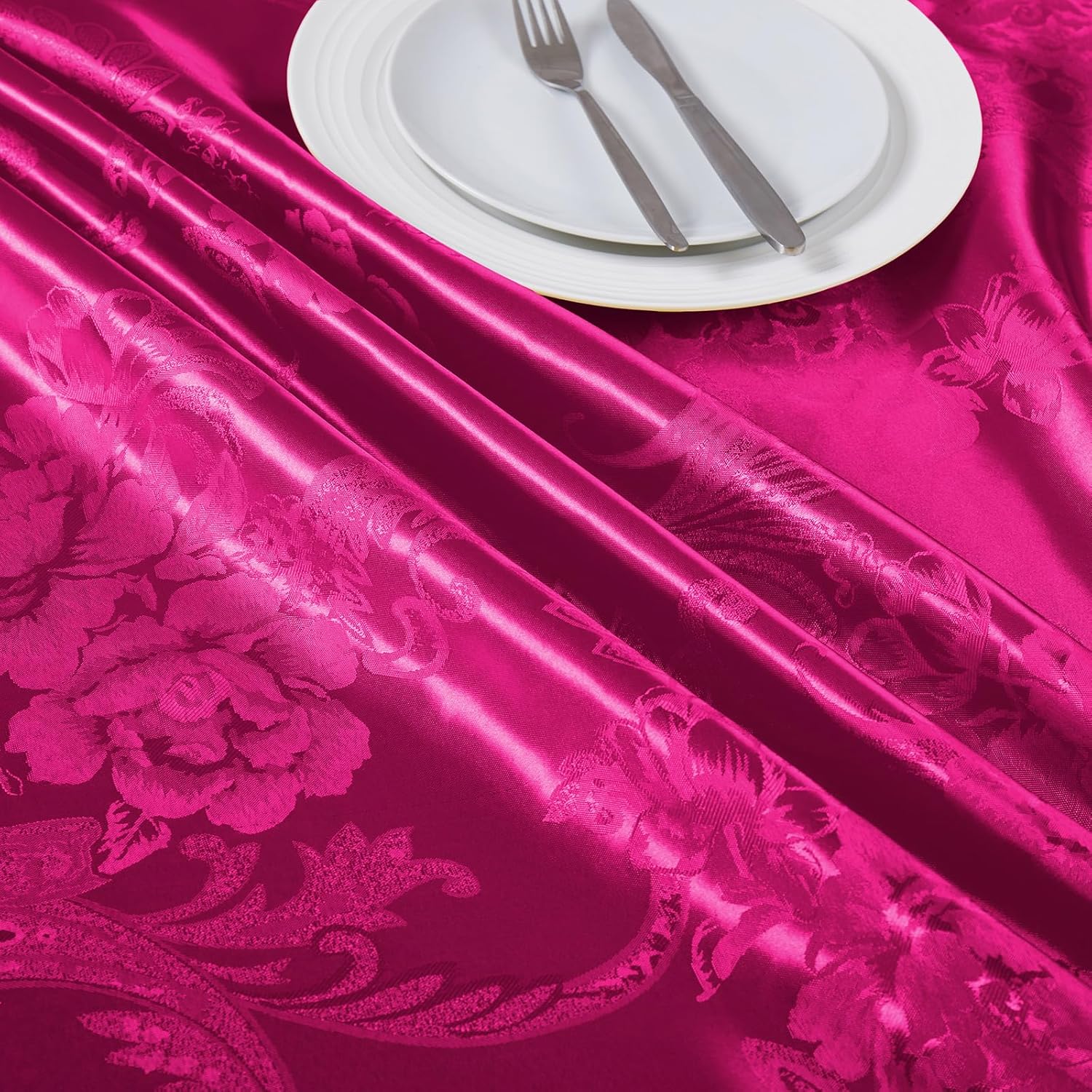 KKJIAF Tela jacquard de satén, 49 pulgadas de ancho con patrón de peonía brillante y sedosa tela de brocado para vestido, camisas, mantel, camino de