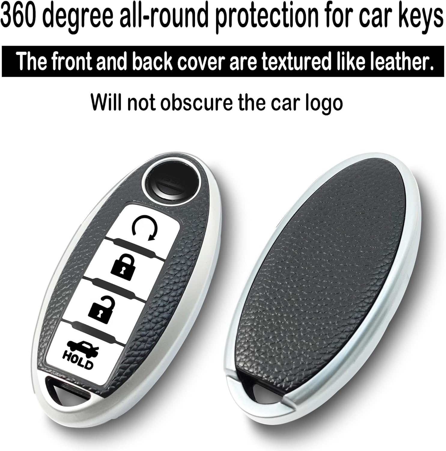 Kirsnda Funda texturizada para llavero con llavero, funda de TPU suave, 4 botones compatible con llave remota Altima Maxima, Murano, Rogue, Sentra