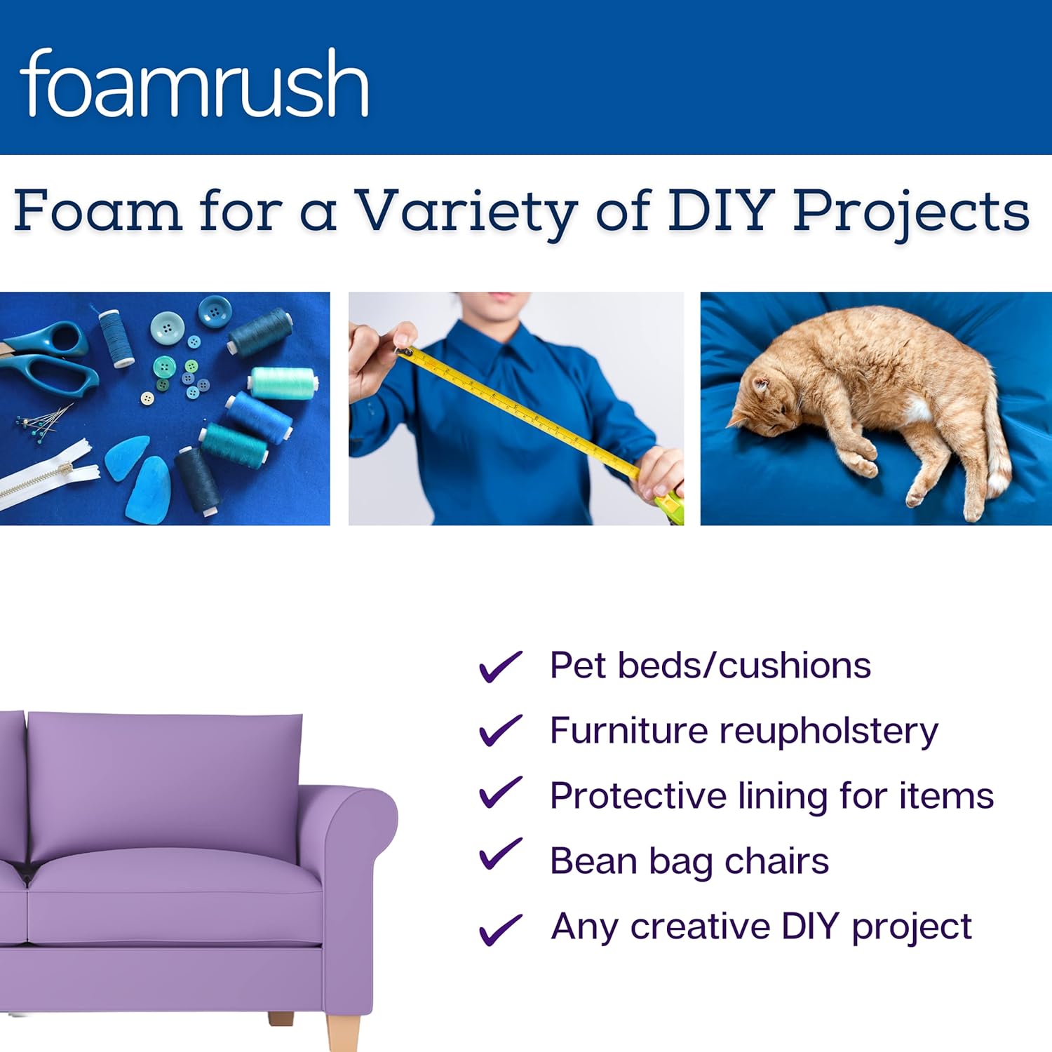 FoamRush Soporte de espuma firme de espuma para tapicería de alta densidad de 4 x 24 x 48 pulgadas (cojín de silla de espuma cuadrada para sillas de