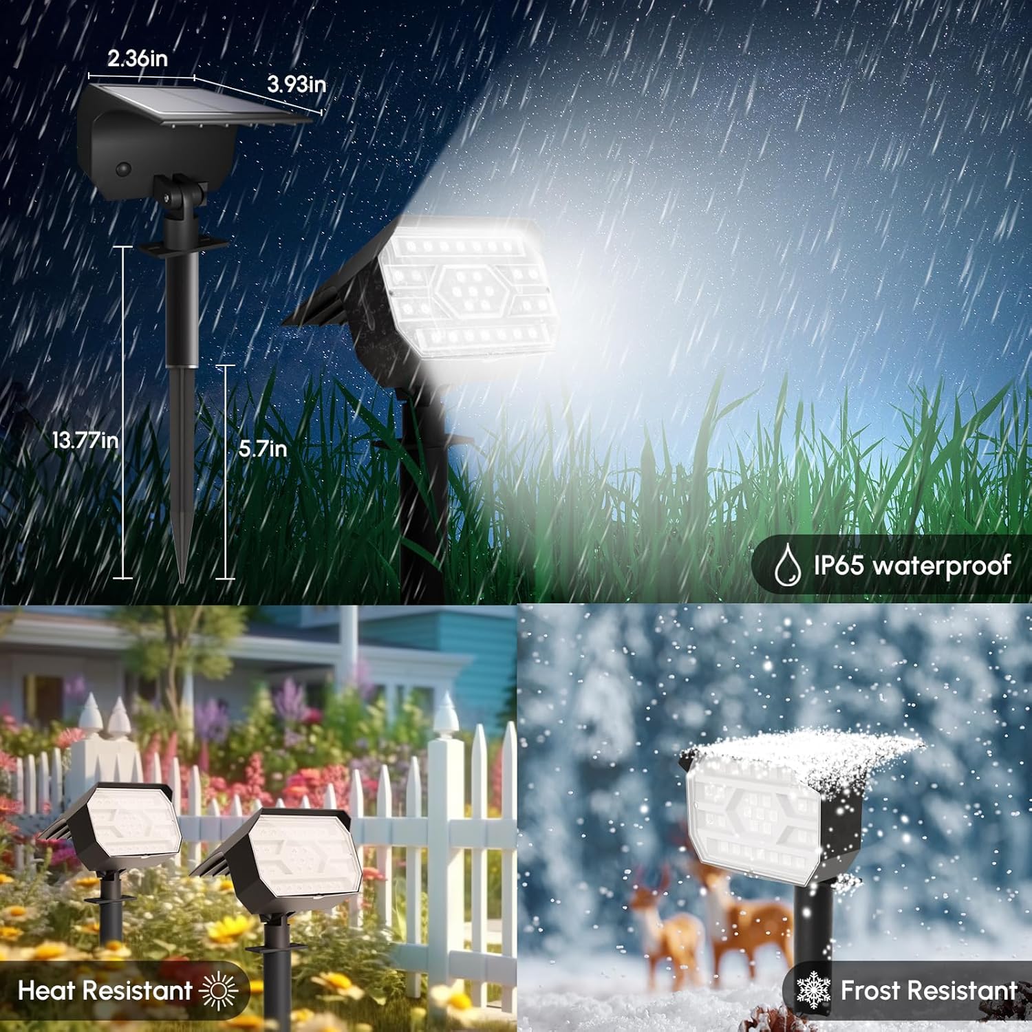 Luces solares impermeables, 7 modos, luces solares de Navidad, 29 LED, coloridos focos solares para jardín, 2 formas de montaje, luces solares para