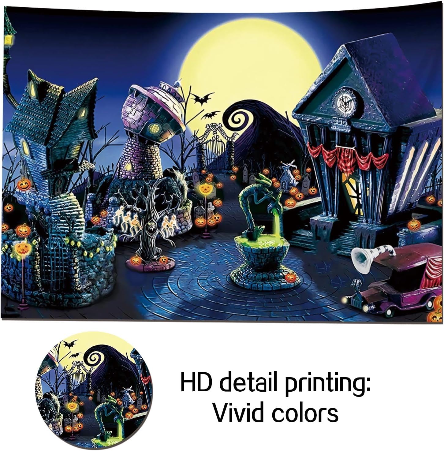 Telón de fondo para fotografía de Halloween de 9 x 6 pies para fotografía, castillo de Navidad, calabaza, murciélago, luna, fondo de fotos para