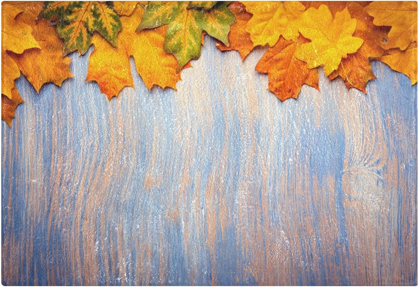 Bathroom Rugs Sets 2 Piece 24×16+24×20 Inch,Soft U-Shaped Contour Toilet Rug Yellow Maple Leaf Non-Slip Absorbent Bath Floor Mat Carpet Set Water
